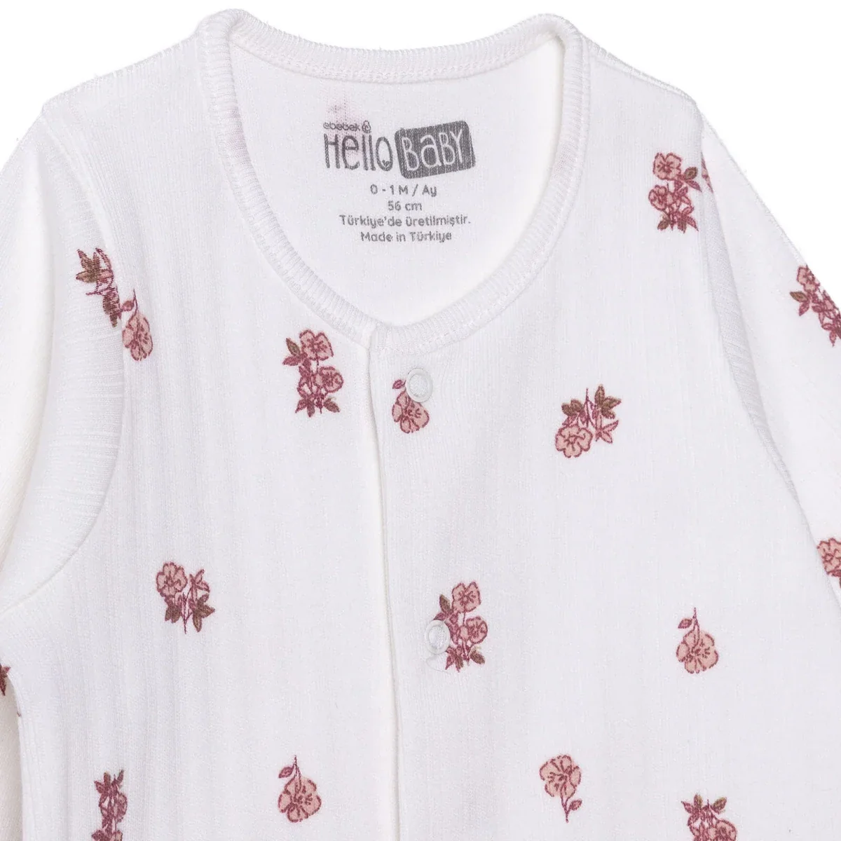 HelloBaby Girls Footed Romper Flower - Ecru - Image 3