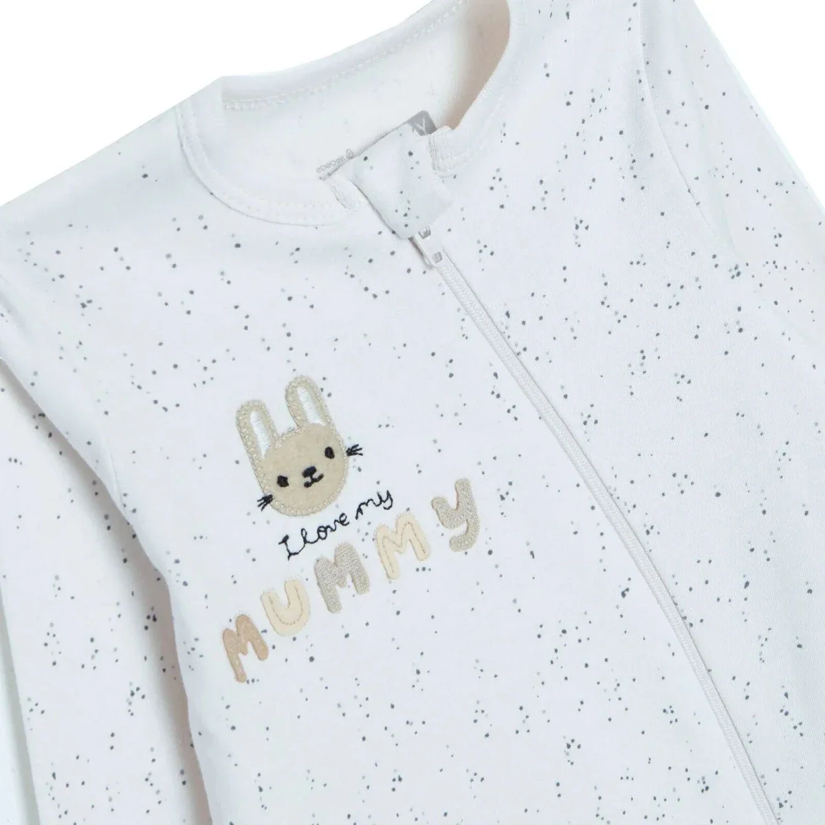 HelloBaby Girls Footed Sleepsuit Polka Dot Print Zip Fastening Crew Neck Full Length Long Sleeve - Ecru - Image 3