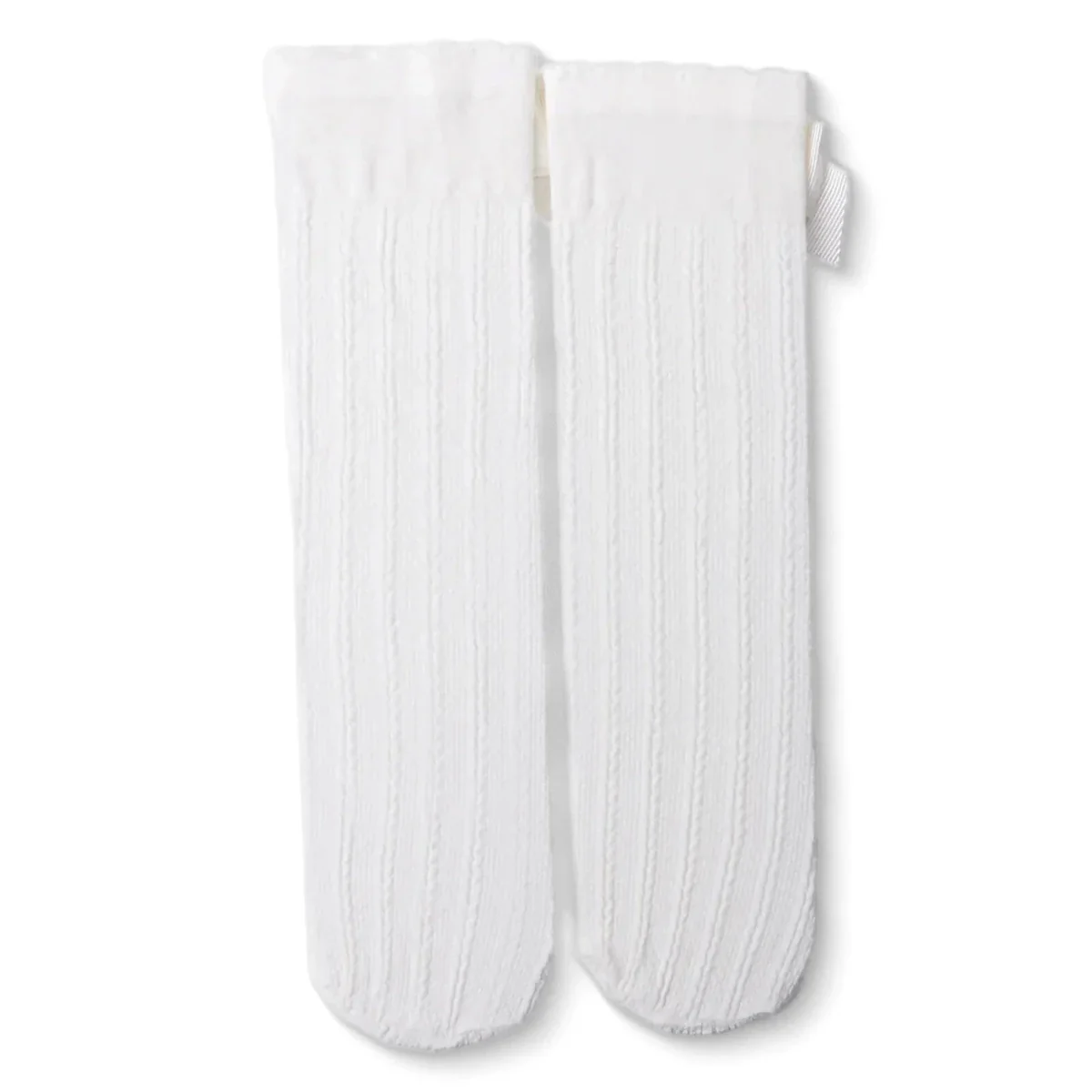 HelloBaby Girls Knee-High Socks Bow Print Cotton Rich - Ecru - Image 2