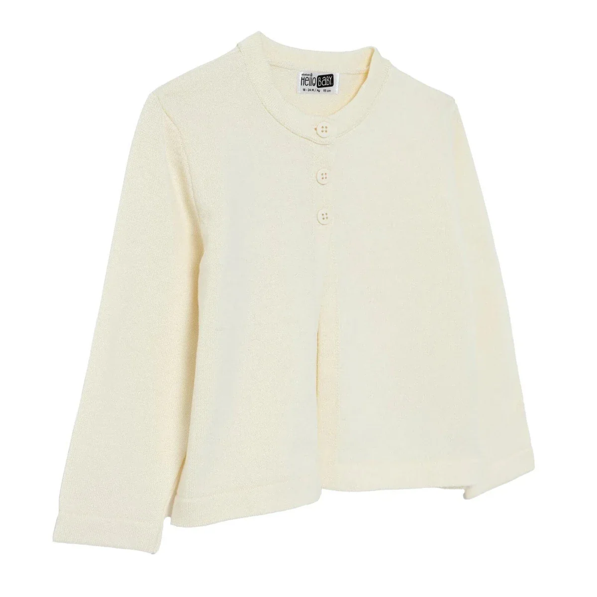 HelloBaby Girls Knitted Cardigan Buttoned Berry Belle Peter Pan Collar Long Sleeve - Ecru - Image 3