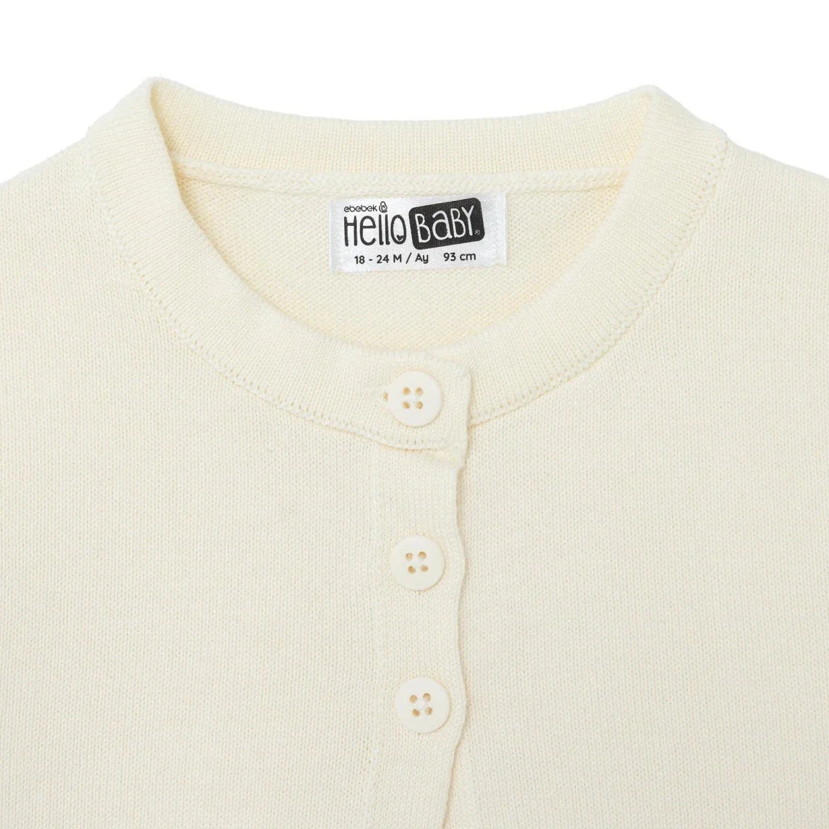 HelloBaby Girls Knitted Cardigan Buttoned Berry Belle Peter Pan Collar Long Sleeve - Ecru - Image 4