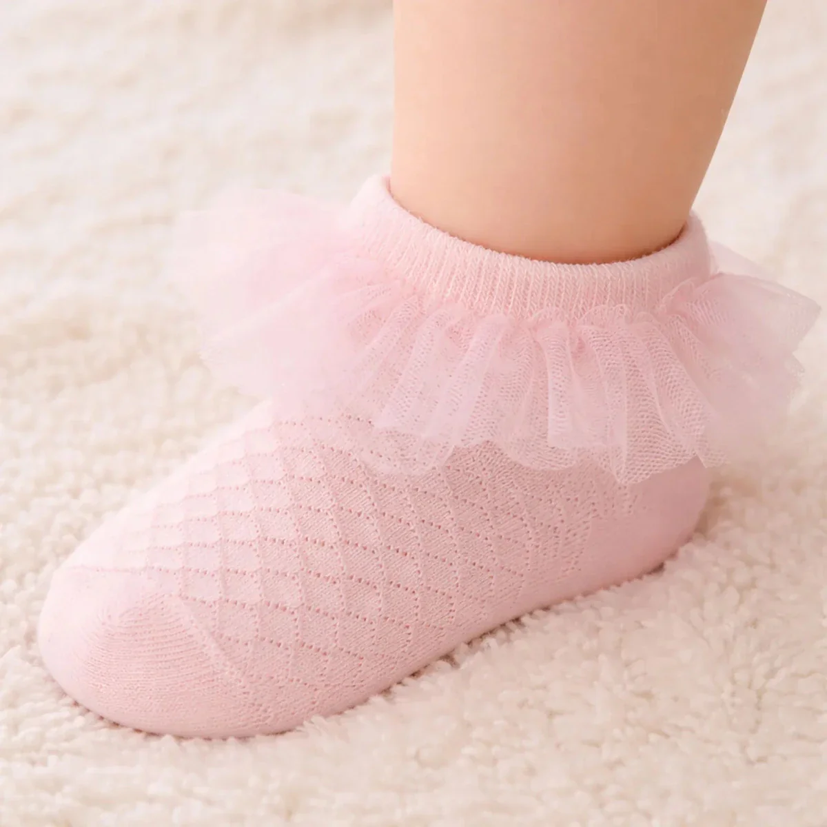 HelloBaby Girls Lace Socks - Pink - Image 2