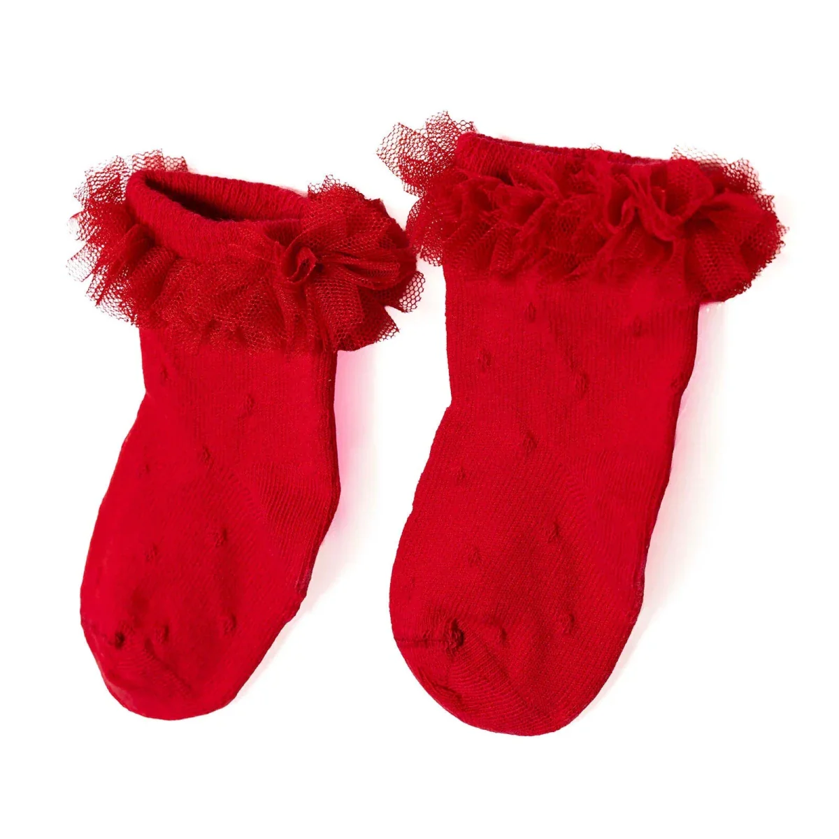 HelloBaby Girls Lace Socks Cotton Rich - Red - Image 6