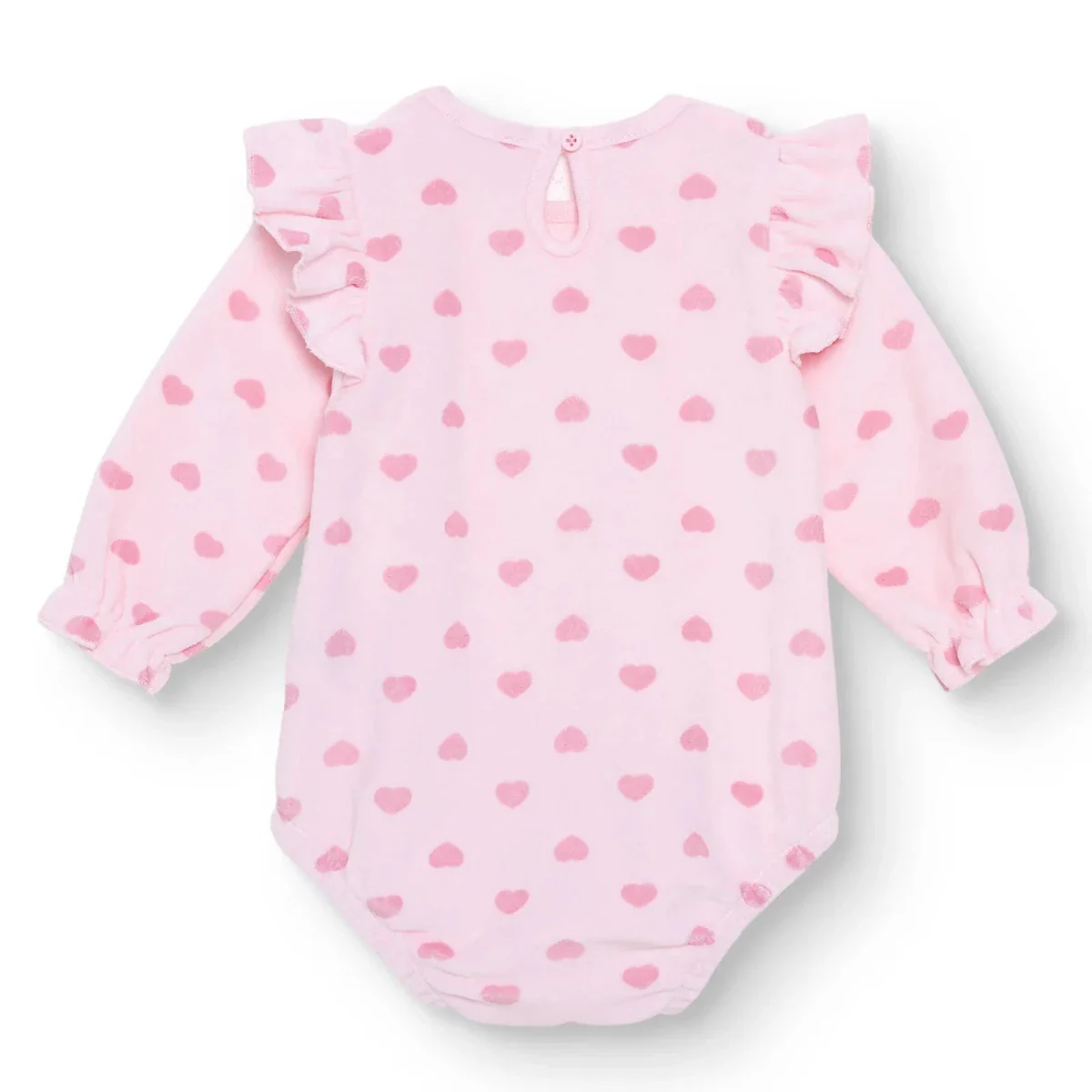HelloBaby Girls Long Sleeve Bodysuit Heart with Poppers Crew Neck Long Sleeve - Light Pink - Image 2