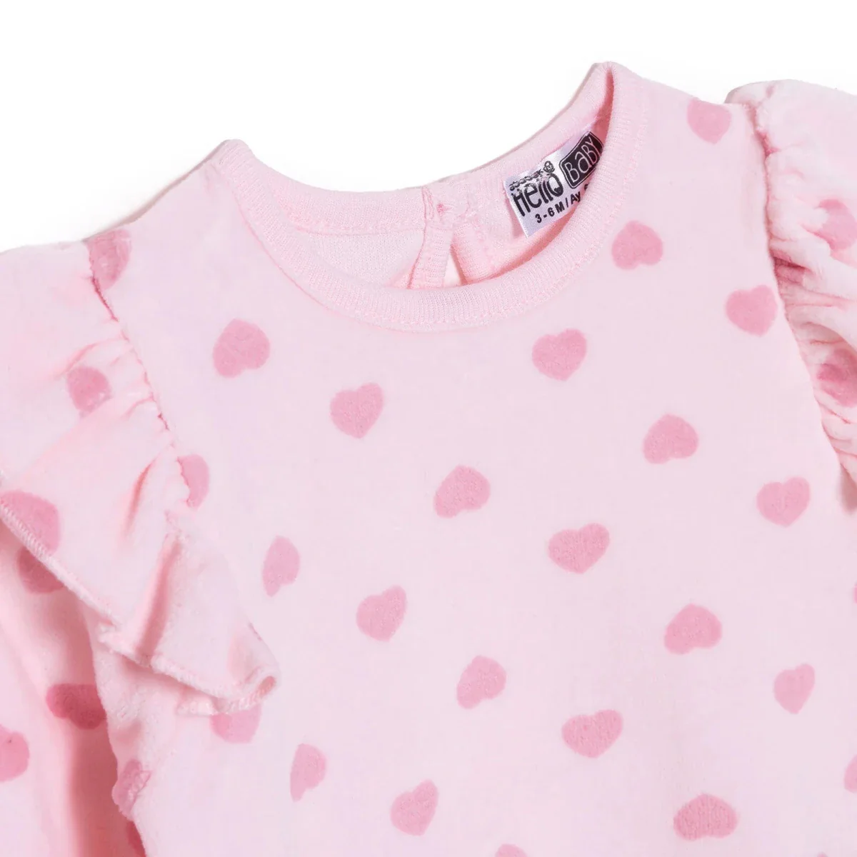 HelloBaby Girls Long Sleeve Bodysuit Heart with Poppers Crew Neck Long Sleeve - Light Pink - Image 3