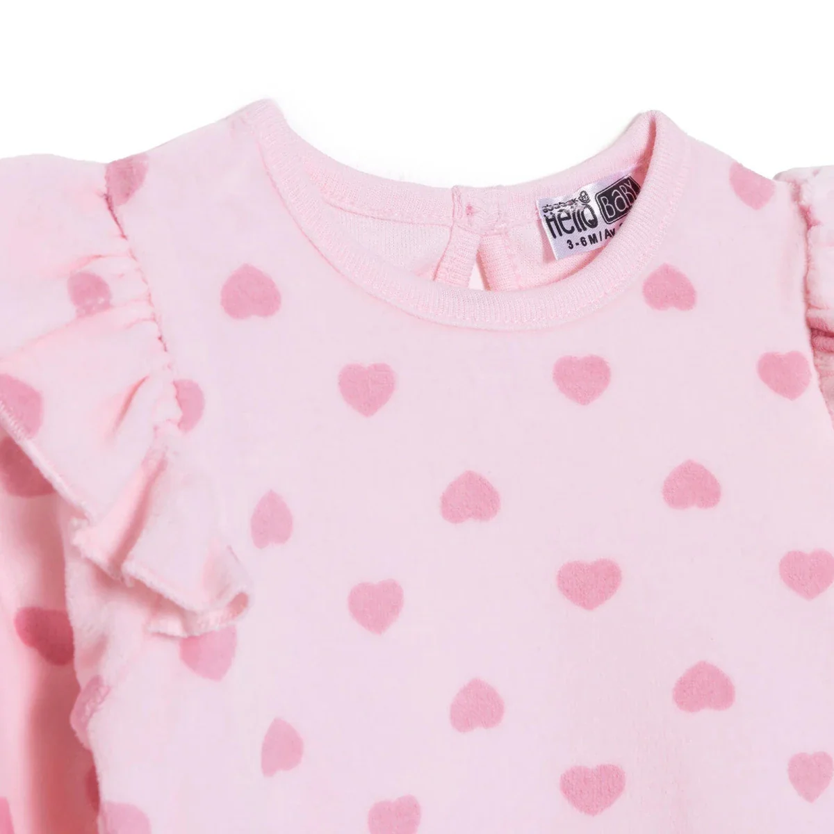 HelloBaby Girls Long Sleeve Bodysuit Heart with Poppers Crew Neck Long Sleeve - Light Pink - Image 4