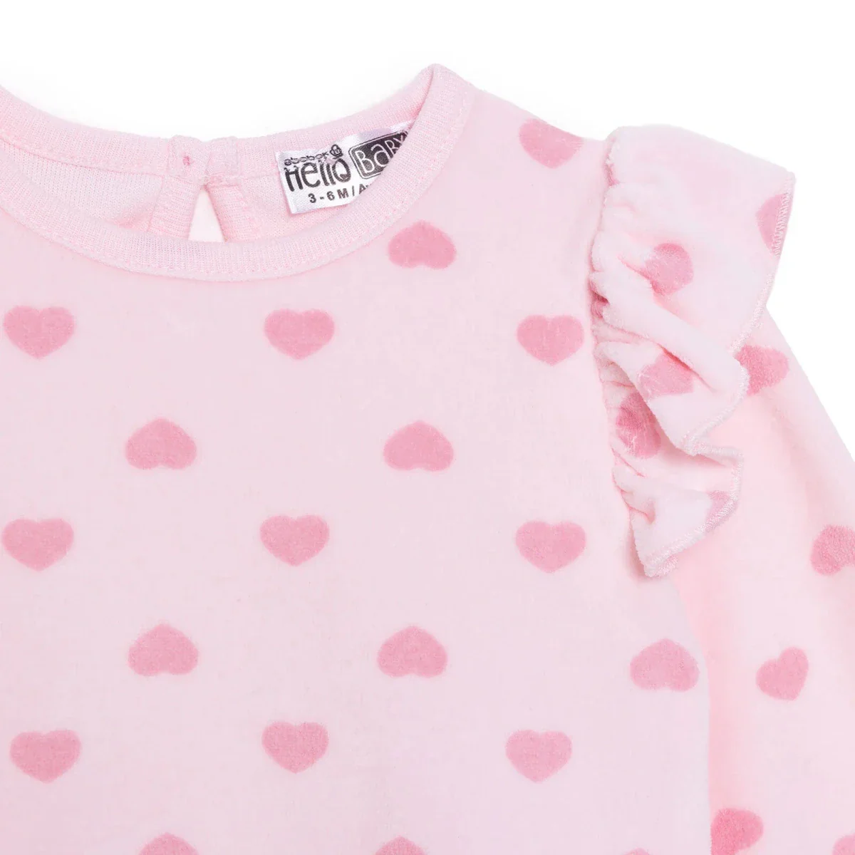 HelloBaby Girls Long Sleeve Bodysuit Heart with Poppers Crew Neck Long Sleeve - Light Pink - Image 5