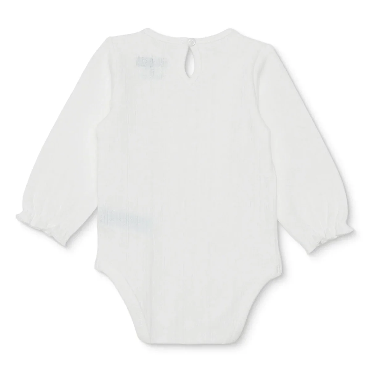 HelloBaby Girls Long Sleeve Bodysuit with Poppers Crew Neck Long Sleeve - Ecru - Image 2