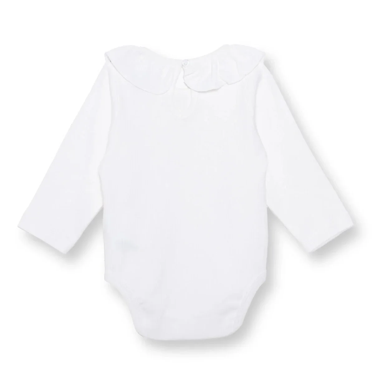 HelloBaby Girls Long Sleeve Bodysuit with Poppers Frill Collar Long Sleeve - Ecru - Image 2
