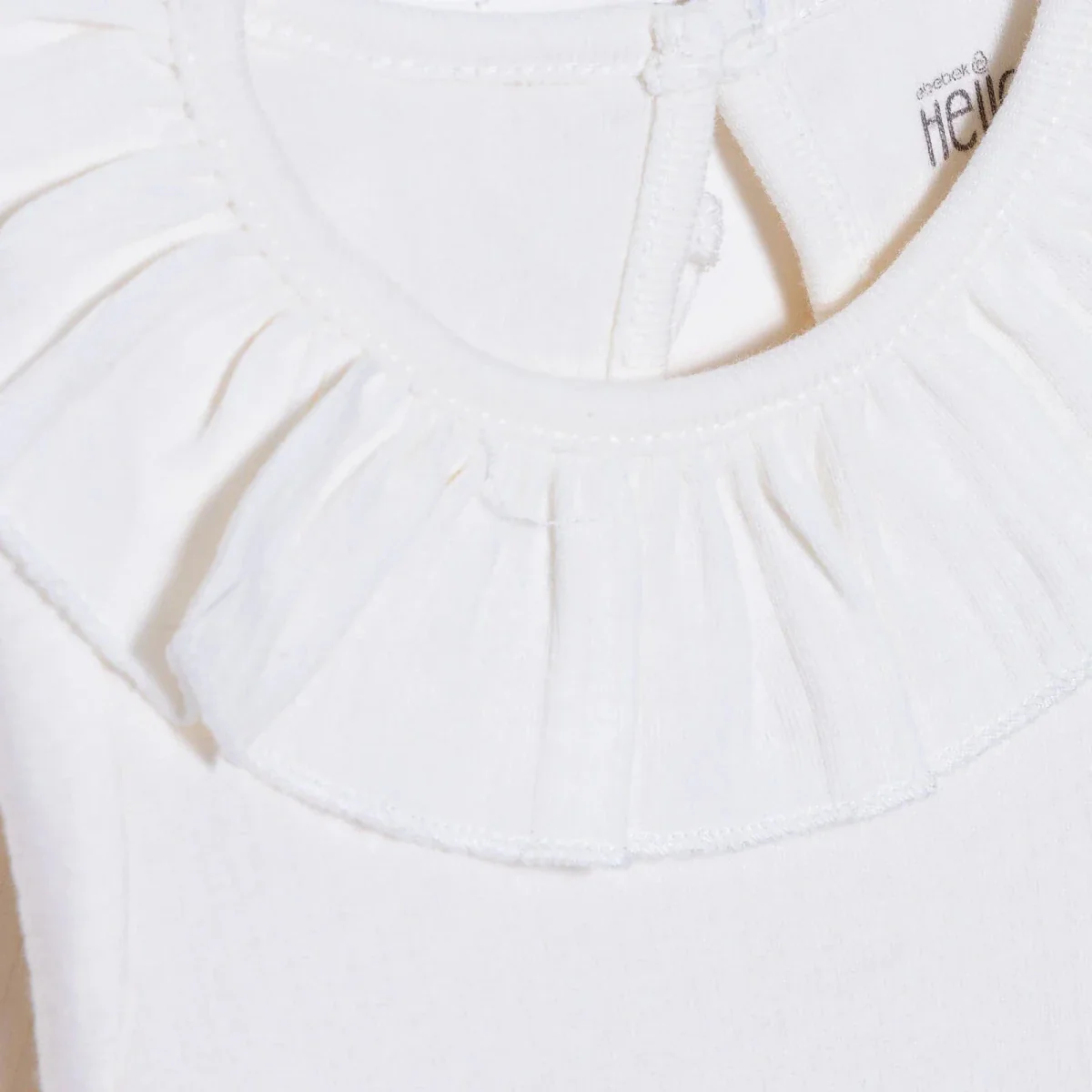 HelloBaby Girls Long Sleeve Bodysuit with Poppers Frill Collar Long Sleeve - Ecru - Image 3