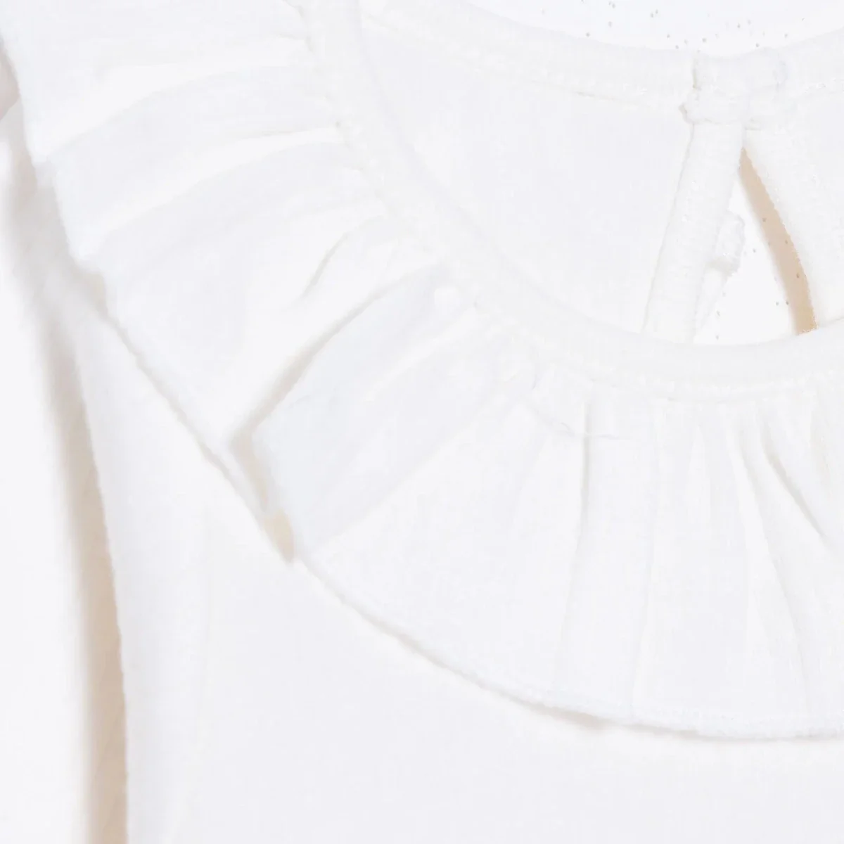 HelloBaby Girls Long Sleeve Bodysuit with Poppers Frill Collar Long Sleeve - Ecru - Image 4