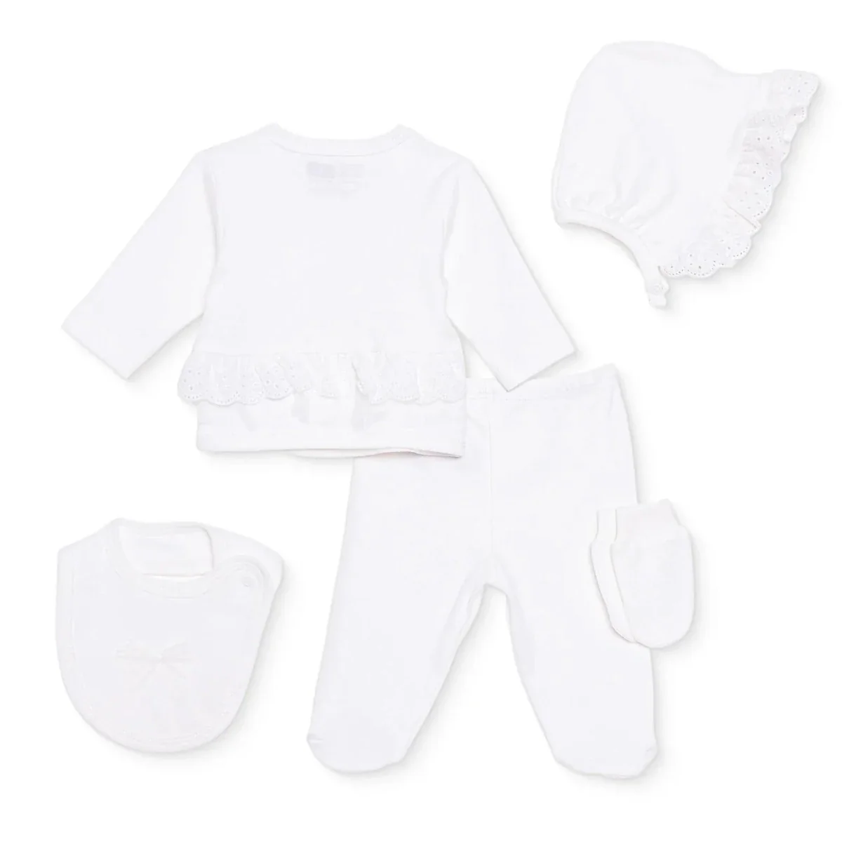 HelloBaby Girls Occasion Wear with Poppers Crew Neck Long Leg Long Sleeve - Ecru - Image 2