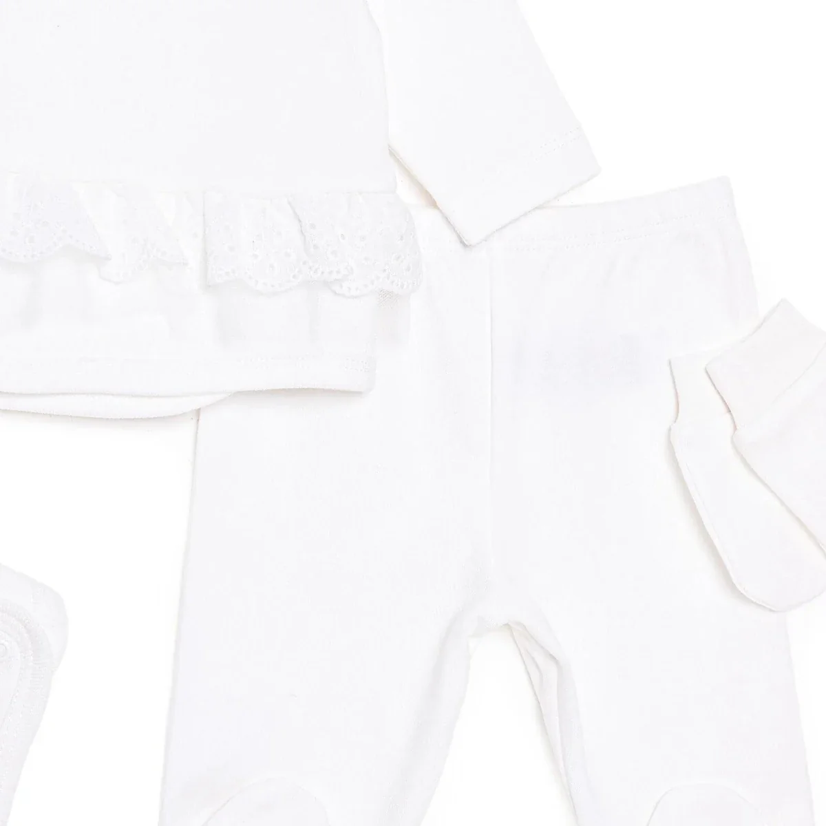 HelloBaby Girls Occasion Wear with Poppers Crew Neck Long Leg Long Sleeve - Ecru - Image 4