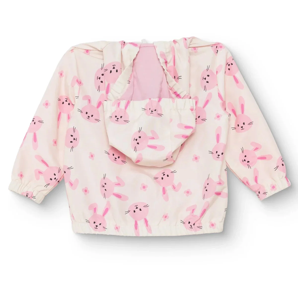 HelloBaby Girls Raincoat Flower Zip-up Hooded Long Sleeve - Ecru Printed - Image 2