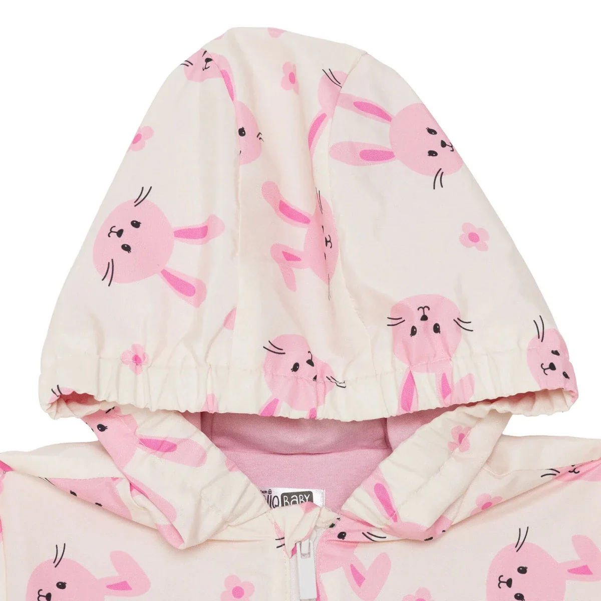 HelloBaby Girls Raincoat Flower Zip-up Hooded Long Sleeve - Ecru Printed - Image 3