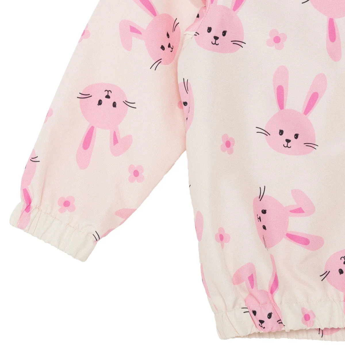 HelloBaby Girls Raincoat Flower Zip-up Hooded Long Sleeve - Ecru Printed - Image 4