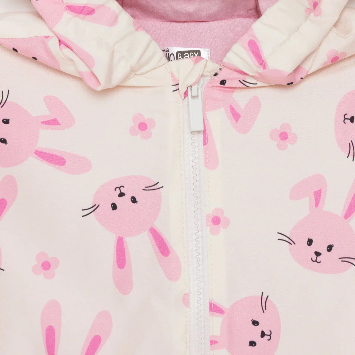 HelloBaby Girls Raincoat Flower Zip-up Hooded Long Sleeve - Ecru Printed - Image 5