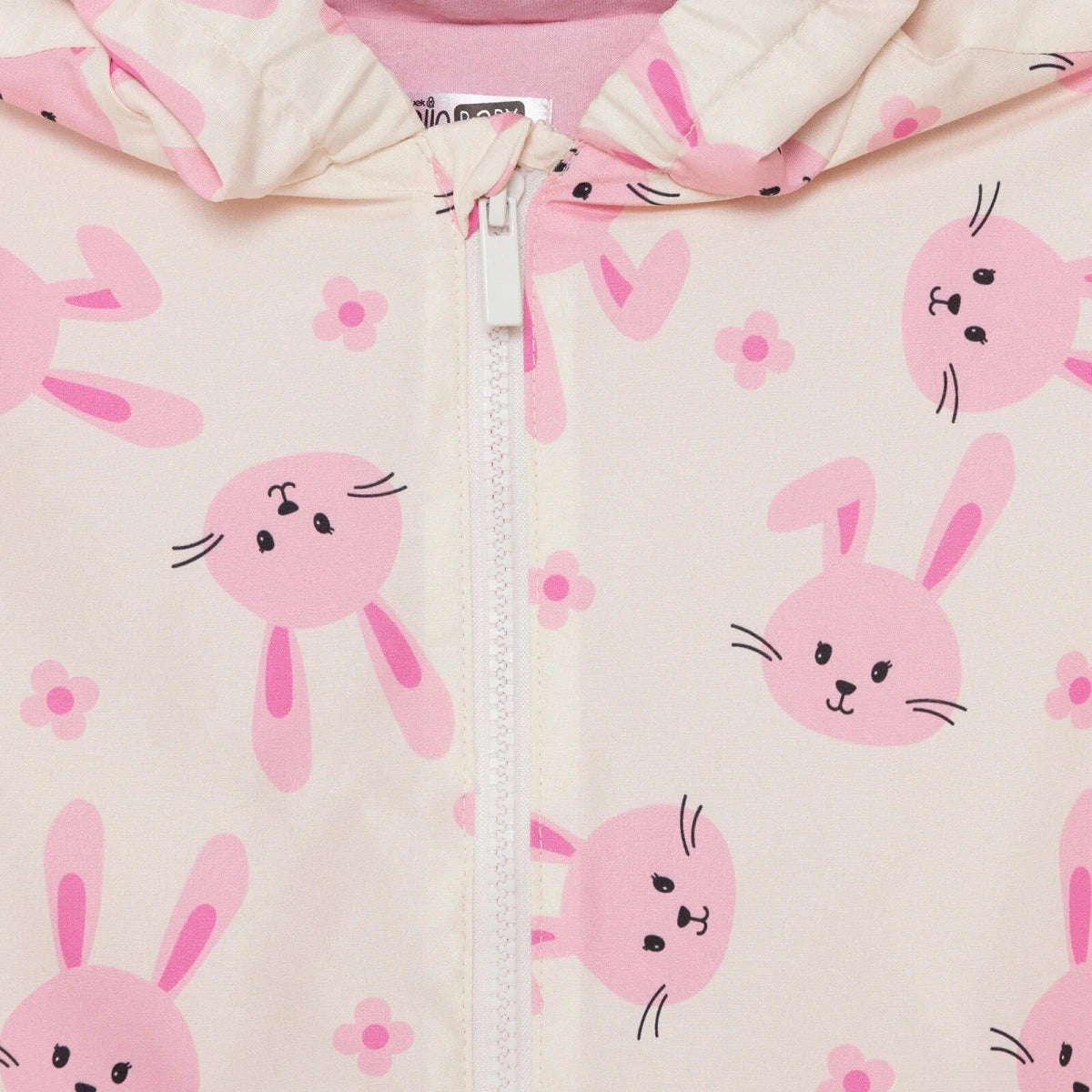 HelloBaby Girls Raincoat Flower Zip-up Hooded Long Sleeve - Ecru Printed - Image 8