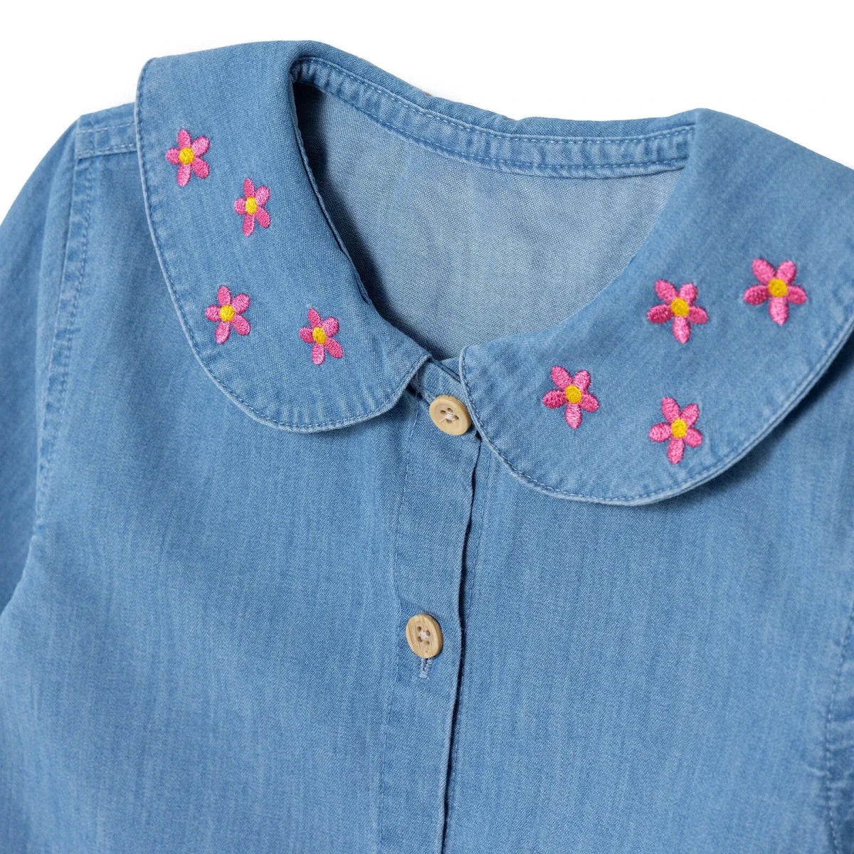 HelloBaby Girls Shirt Flower Garden Shirt Collar Long Sleeve - Indigo - Image 3