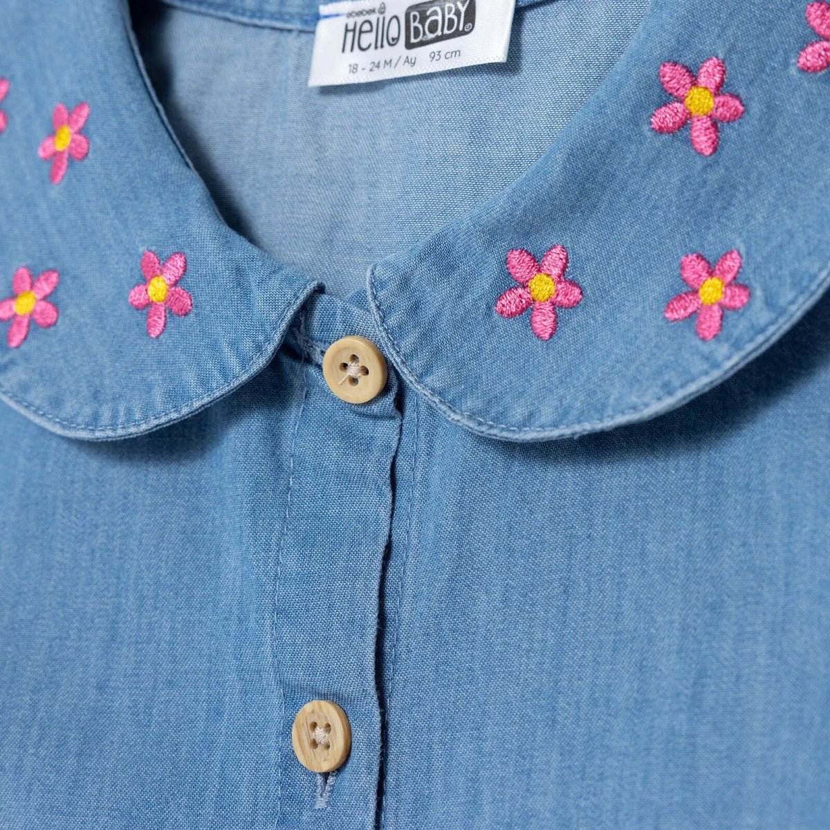 HelloBaby Girls Shirt Flower Garden Shirt Collar Long Sleeve - Indigo - Image 4