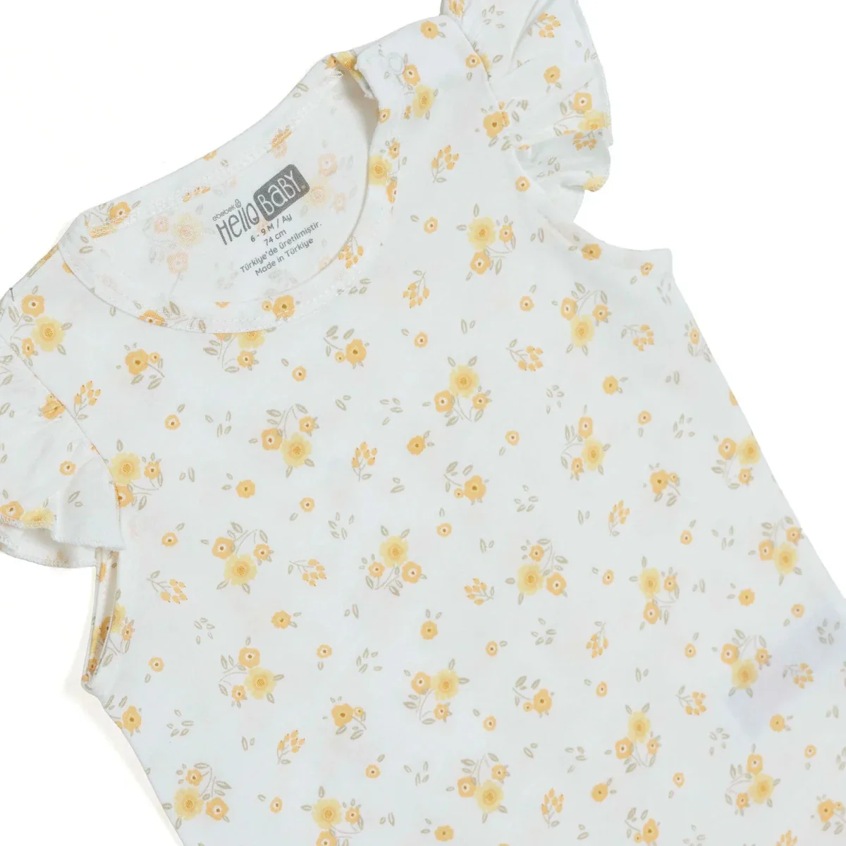 HelloBaby Girls Short Rompers Flower - Ecru Printed - Image 3