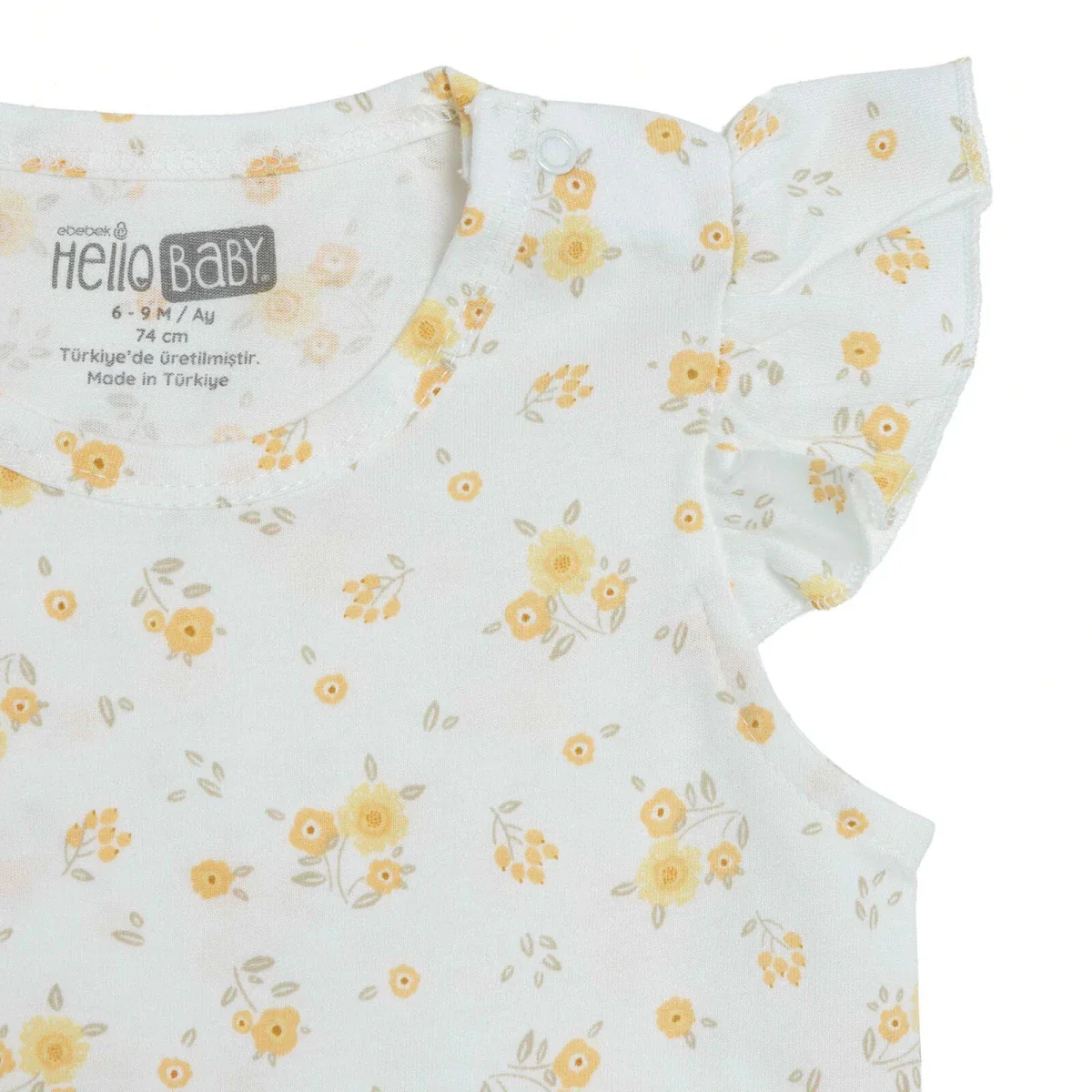 HelloBaby Girls Short Rompers Flower - Ecru Printed - Image 4