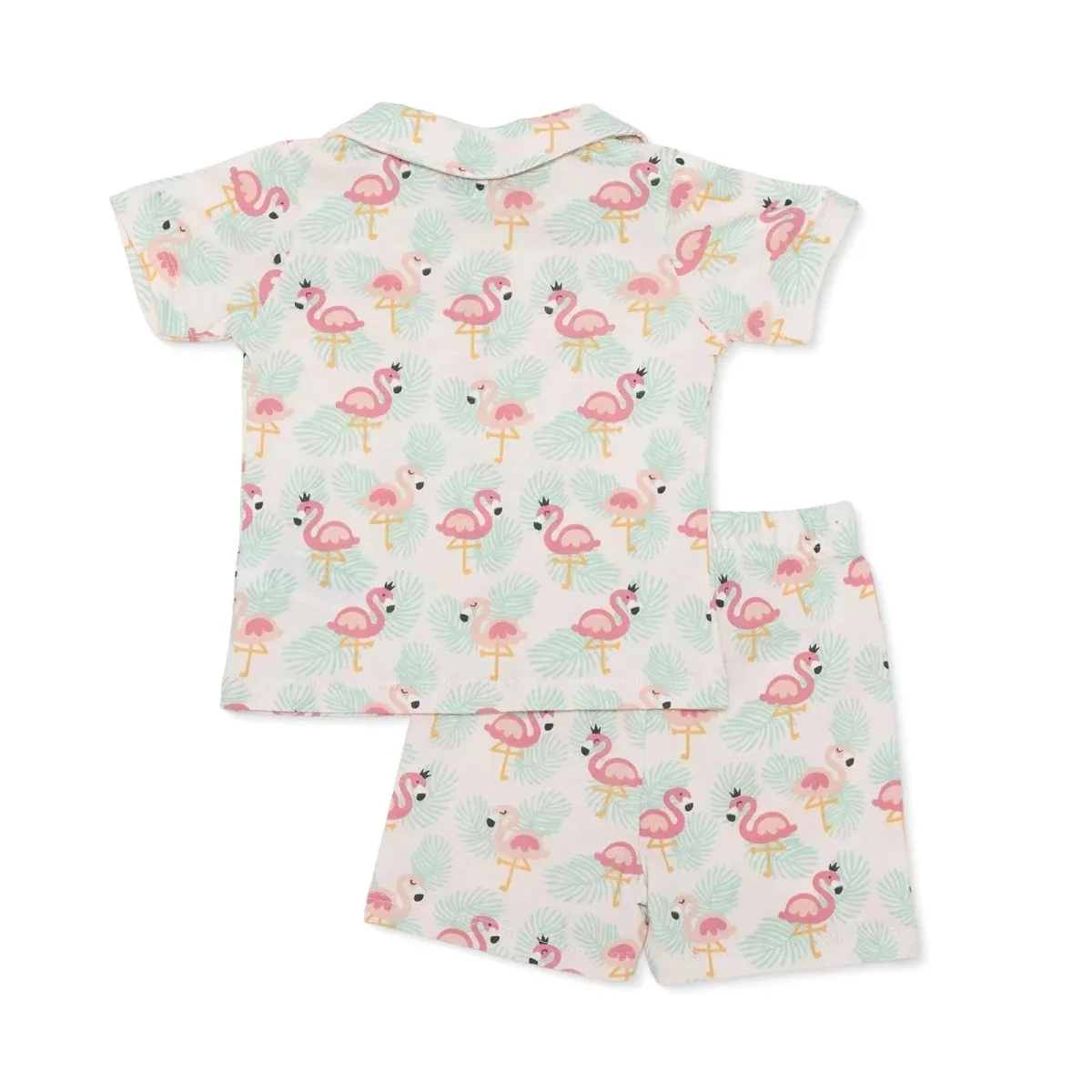 HelloBaby Girls Pyjamas Set Animal with Buttons Short Sleeve - Light Pink - Image 2