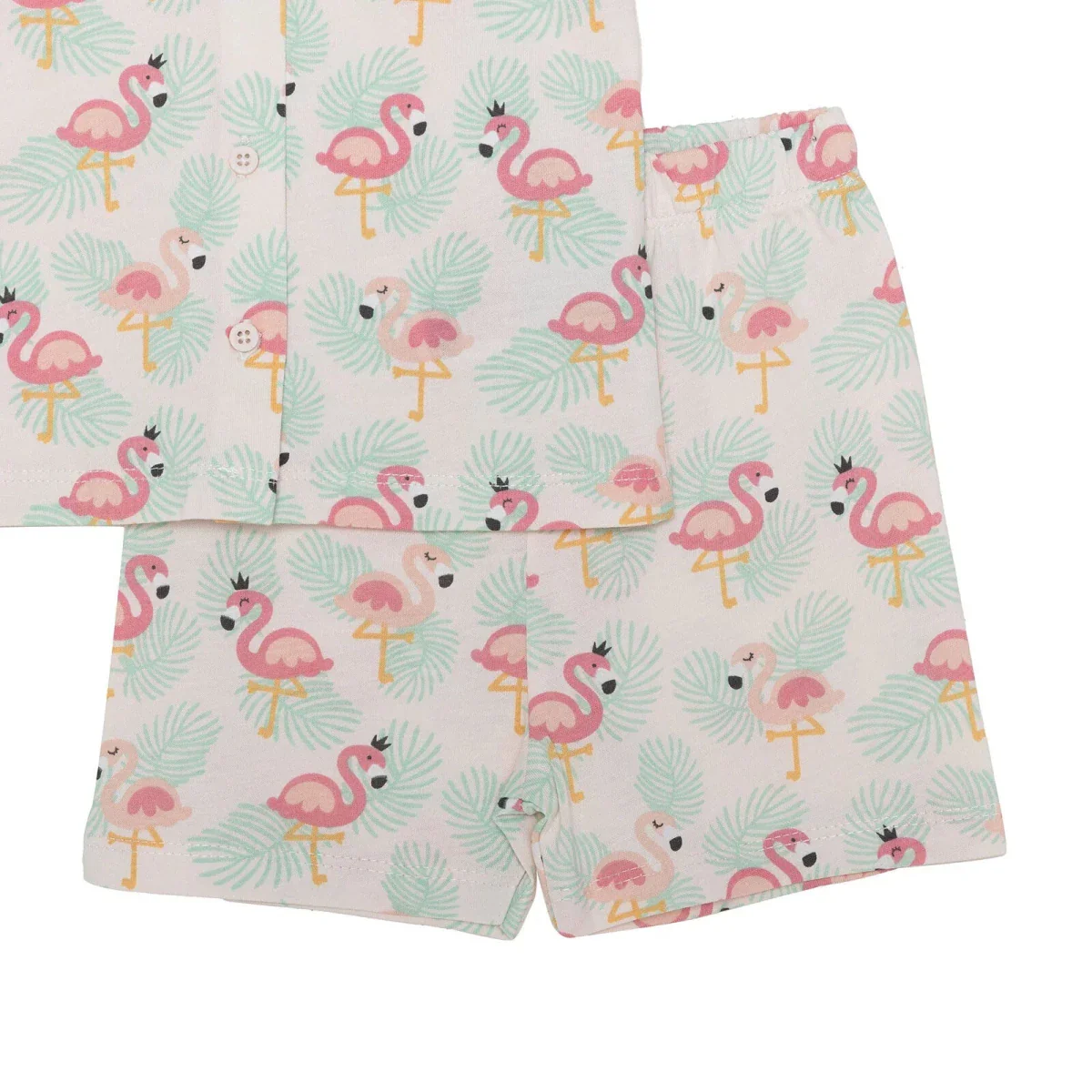HelloBaby Girls Pyjamas Set Animal with Buttons Short Sleeve - Light Pink - Image 4