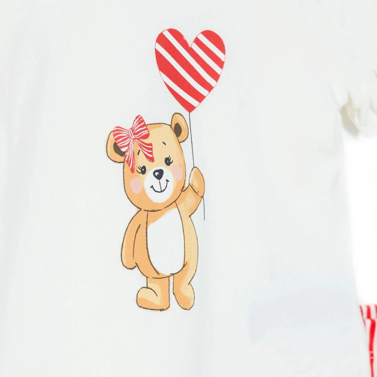 HelloBaby Girls Pyjamas Set Bear Print Short Slee - Ecru - Image 8
