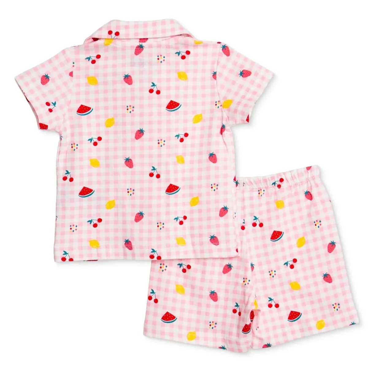 HelloBaby Girls Pyjamas Set Fruit Print Short Sleeve - Pink - Image 2