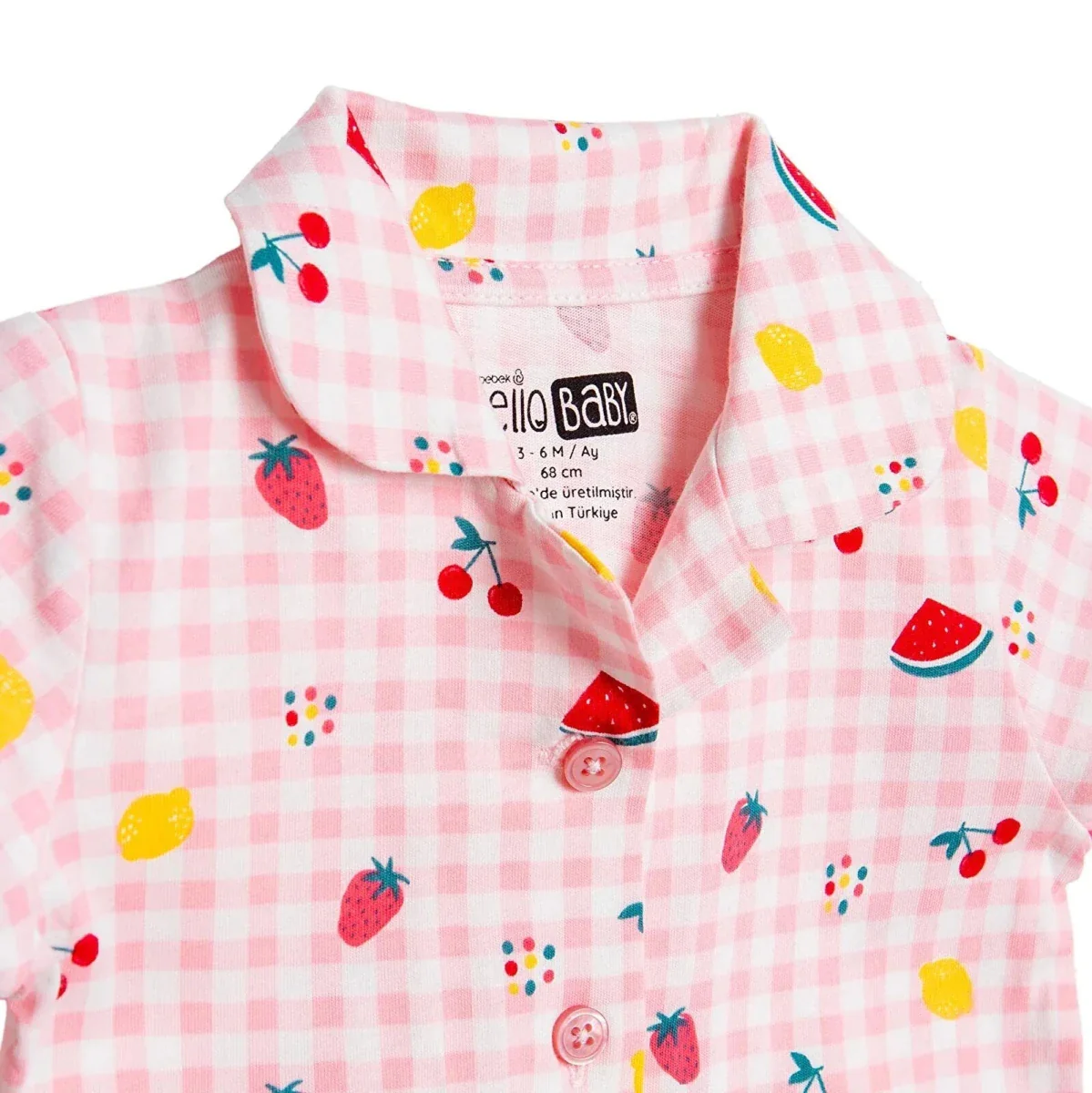 HelloBaby Girls Pyjamas Set Fruit Print Short Sleeve - Pink - Image 3