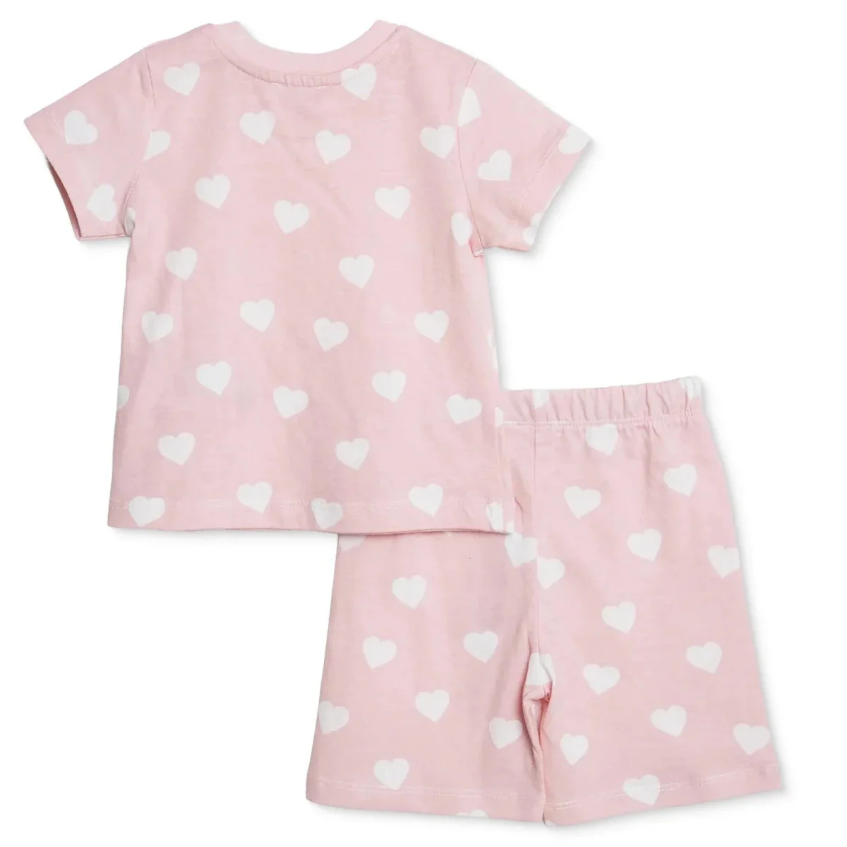HelloBaby Girls Pyjamas Set Heart Short Sleeve Single Jersey - Pink - Image 2