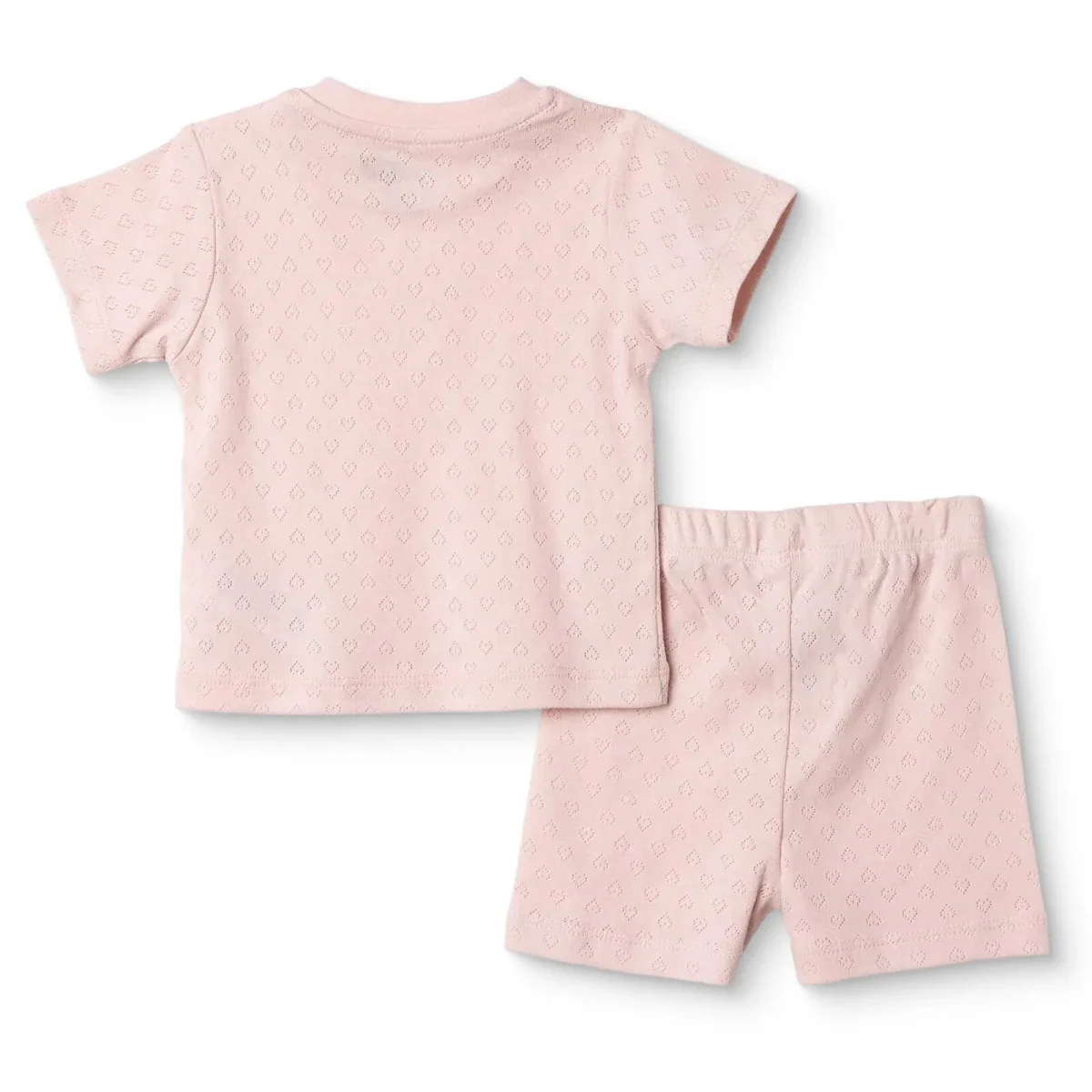 HelloBaby Girls Pyjamas Set Heart Short Sleeve Jacquard Knit - Pink - Image 2