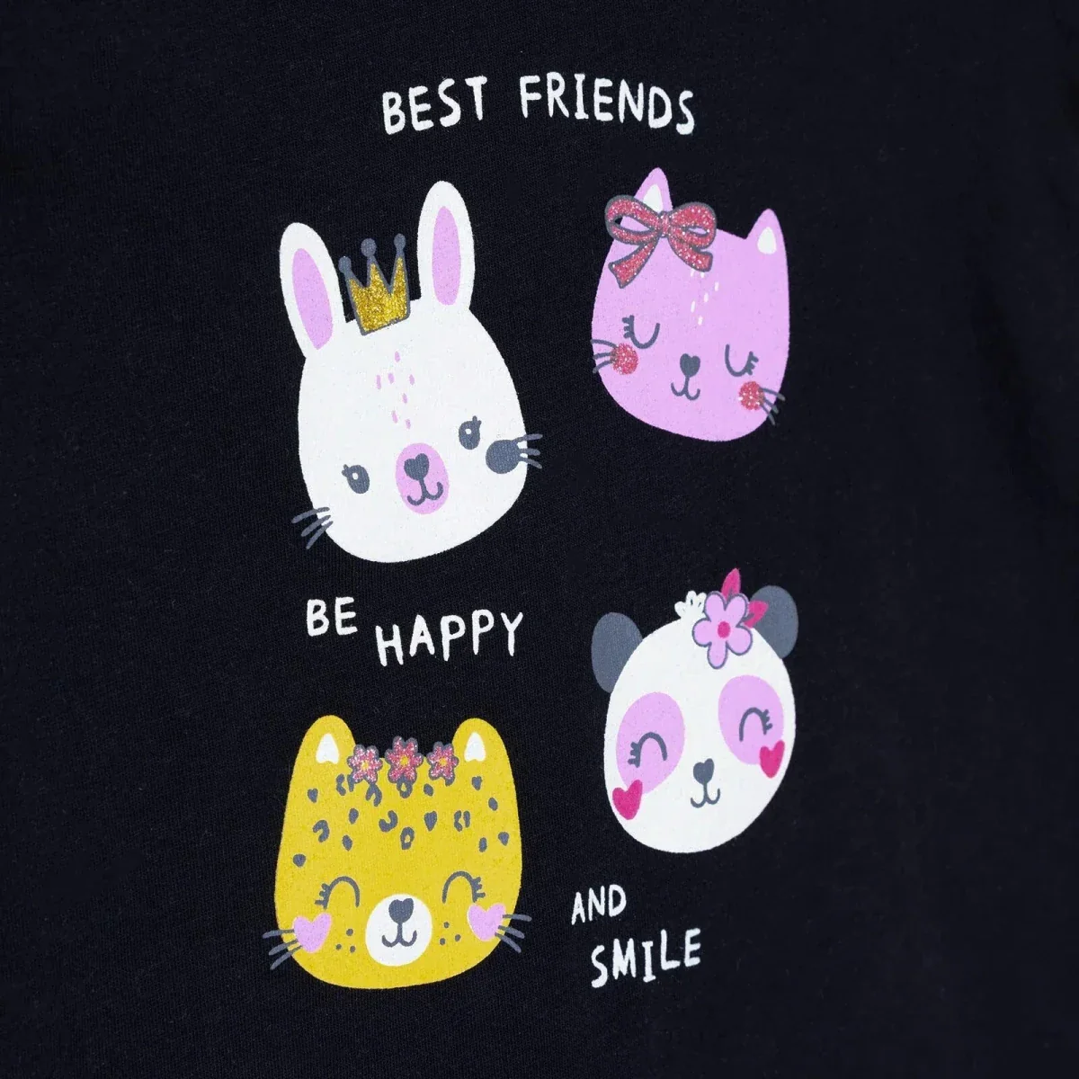 HelloBaby Girls T-shirt Animal Print Crew Neck Short Sleeve - Black - Image 4