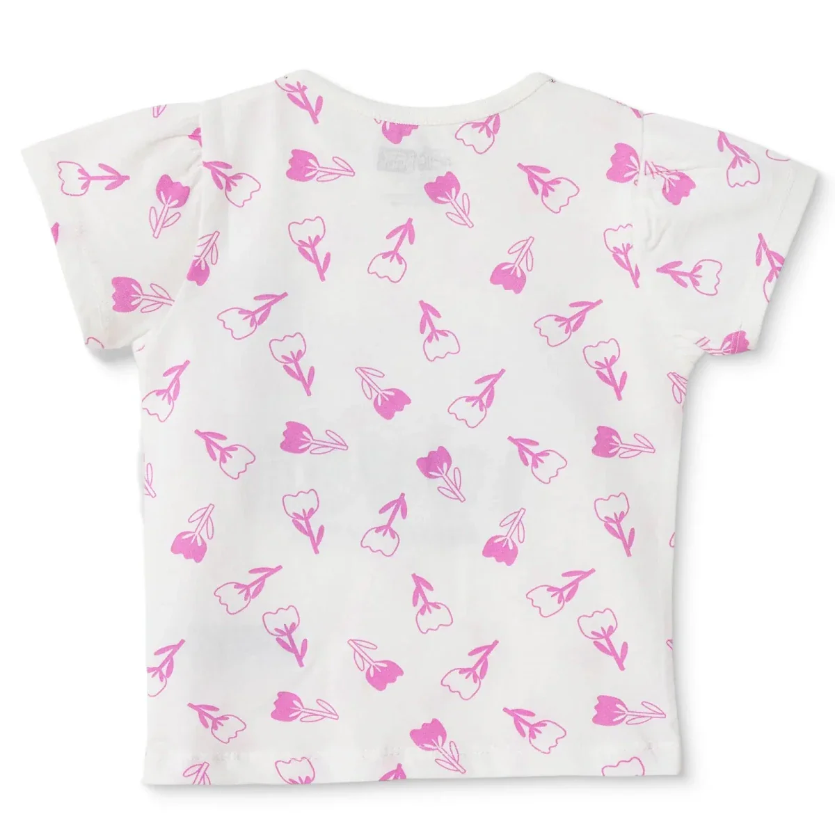 HelloBaby Girls T-shirt Floral Print Crew Neck Short Sleeve - Ecru Printed - Image 2