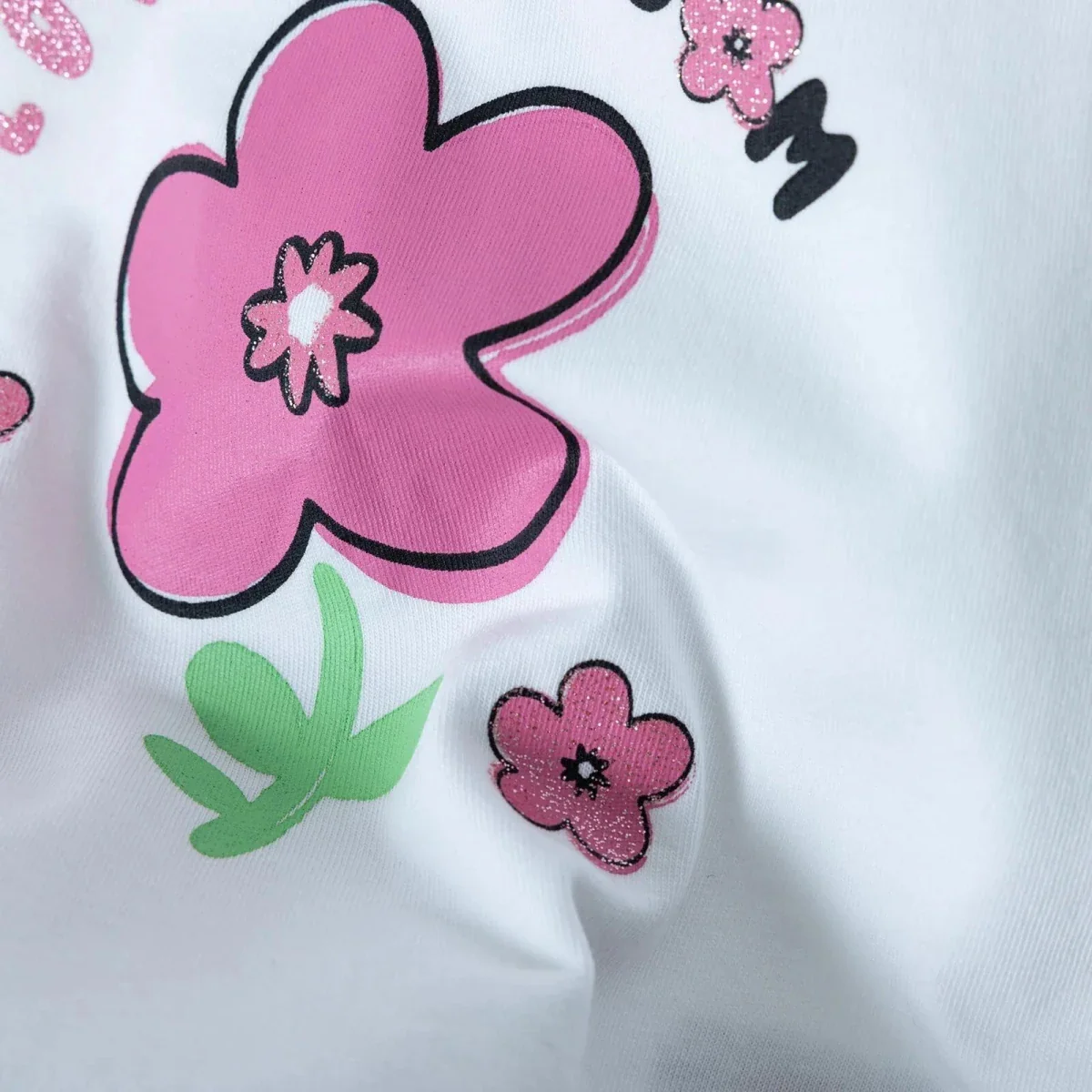HelloBaby Girls T-shirt Floral Print Crew Neck Short Sleeve - Ecru - Image 7