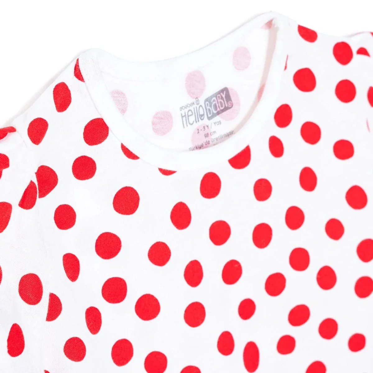 HelloBaby Girls T-shirt Polka Dot Print Crew Neck Short Sleeve - Red - Image 3