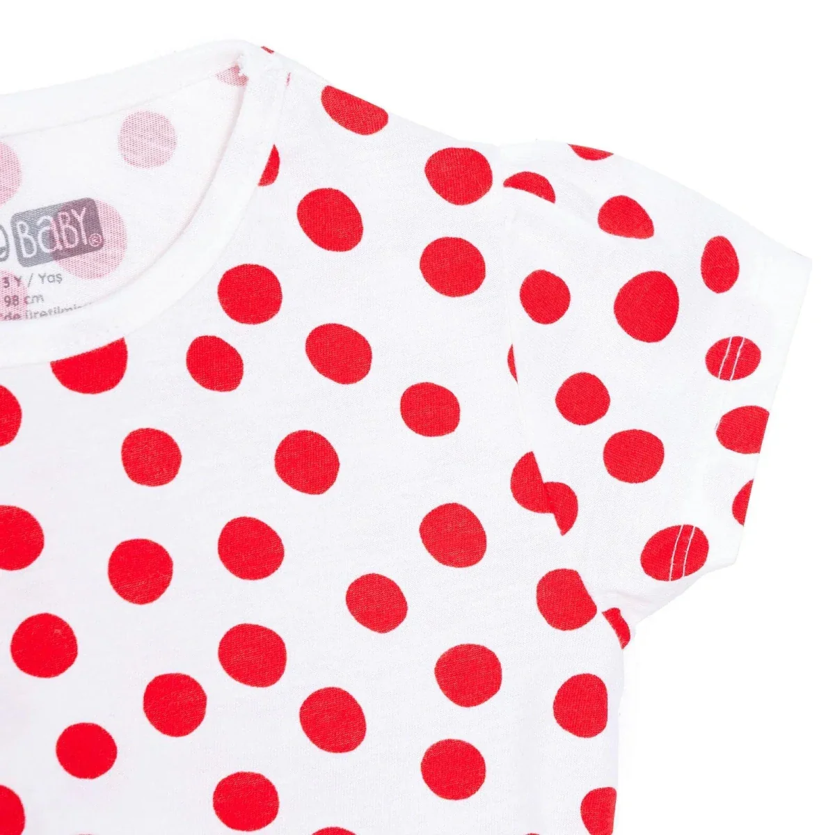 HelloBaby Girls T-shirt Polka Dot Print Crew Neck Short Sleeve - Red - Image 4