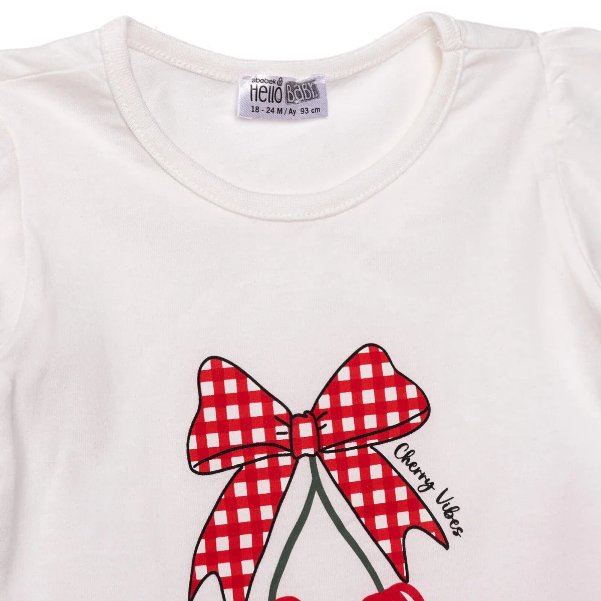 HelloBaby Girls T-shirt & Shorts Set Bow Print - Ecru - Image 3