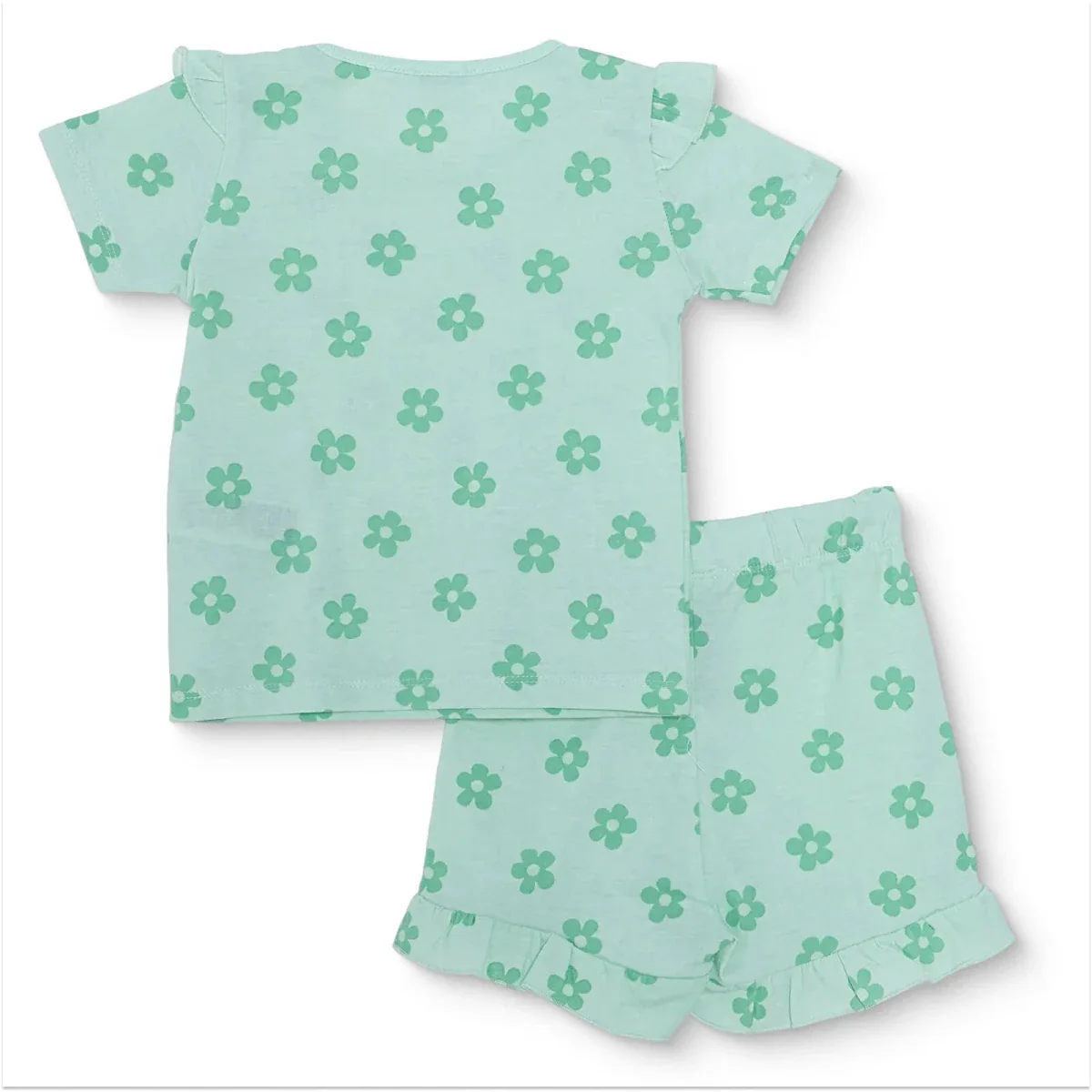 HelloBaby Girls T-shirt & Shorts Set Floral Print - Green Printed - Image 2