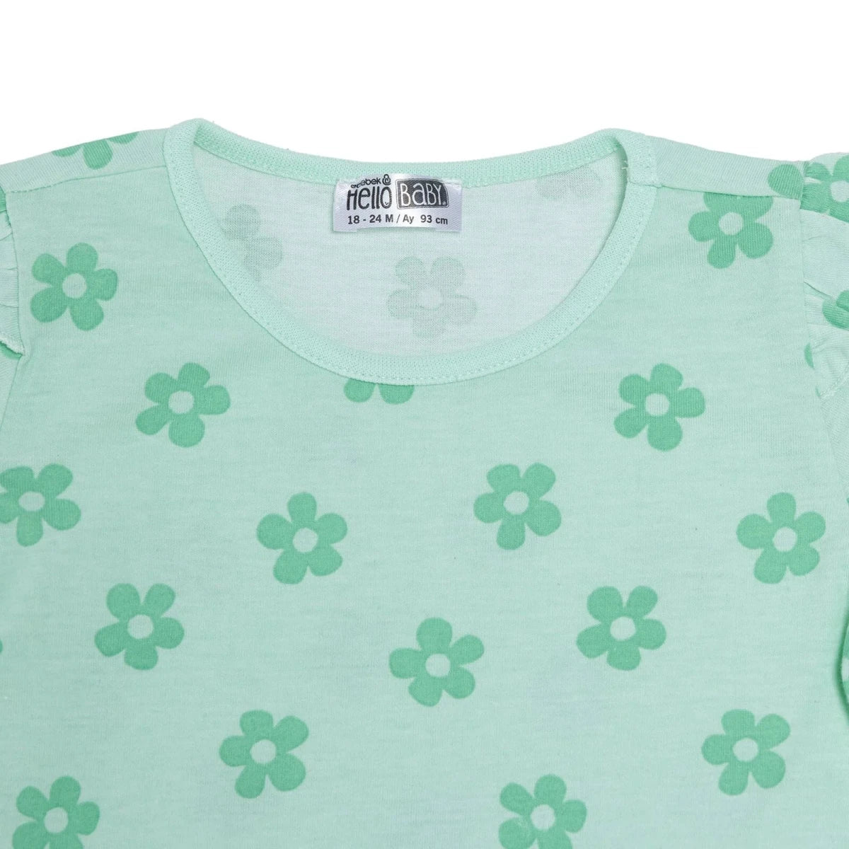 HelloBaby Girls T-shirt & Shorts Set Floral Print - Green Printed - Image 5