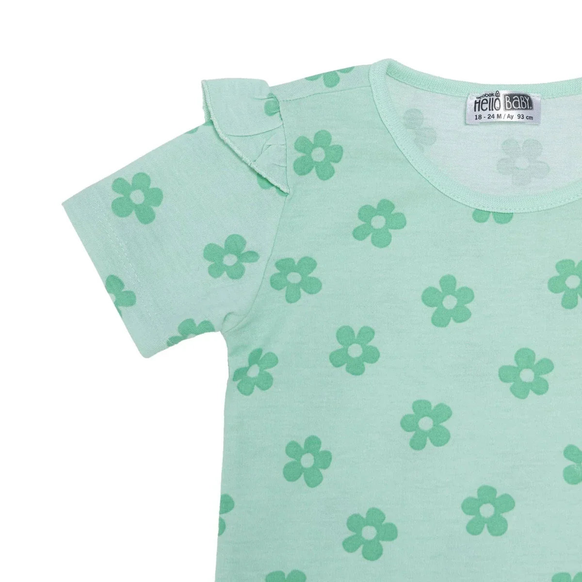 HelloBaby Girls T-shirt & Shorts Set Floral Print - Green Printed - Image 6
