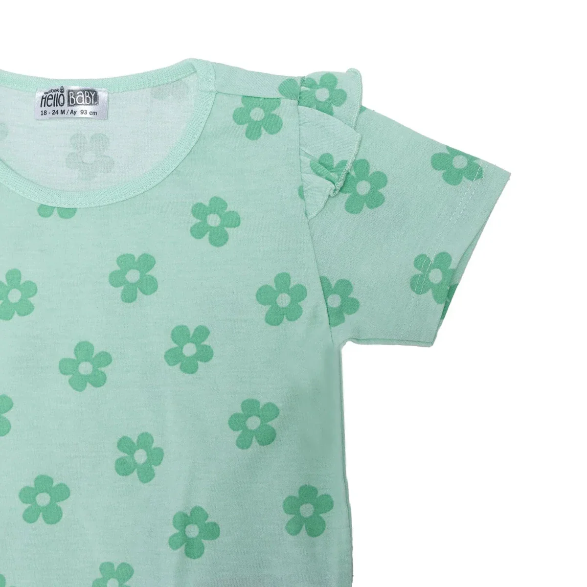 HelloBaby Girls T-shirt & Shorts Set Floral Print - Green Printed - Image 7
