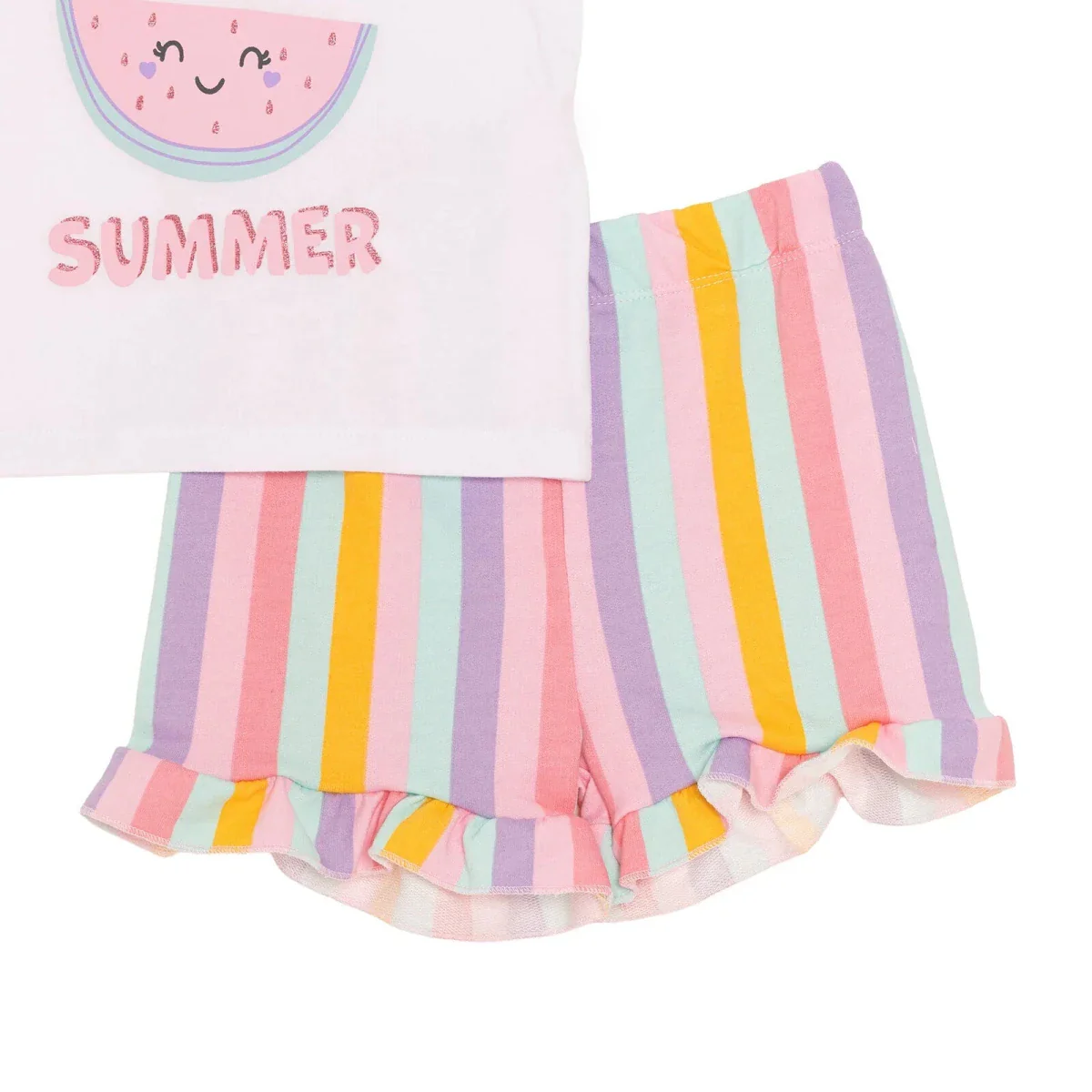 HelloBaby Girls T-shirt & Shorts Set Fruit Print Single Jersey - Ecru - Image 4