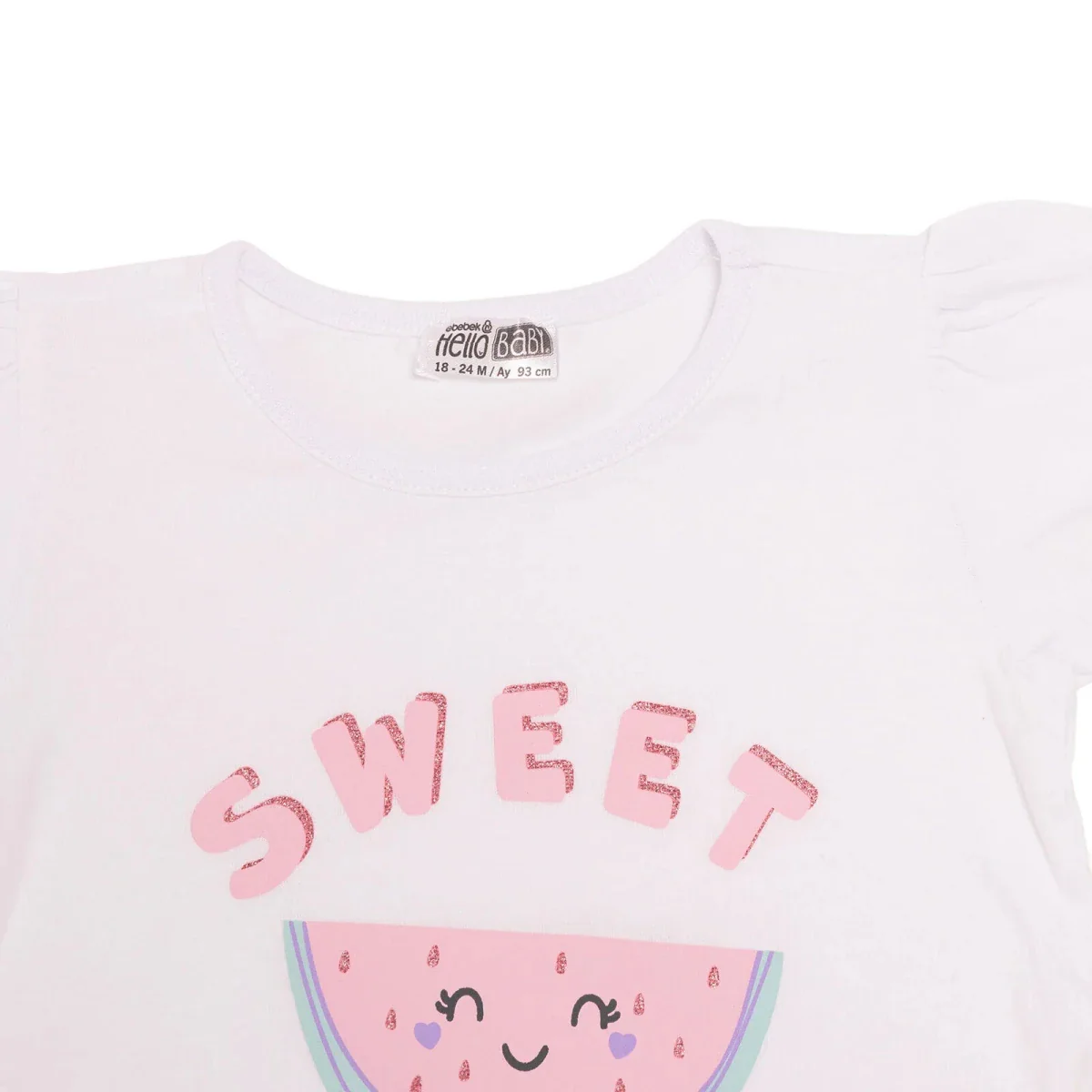 HelloBaby Girls T-shirt & Shorts Set Fruit Print Single Jersey - Ecru - Image 5