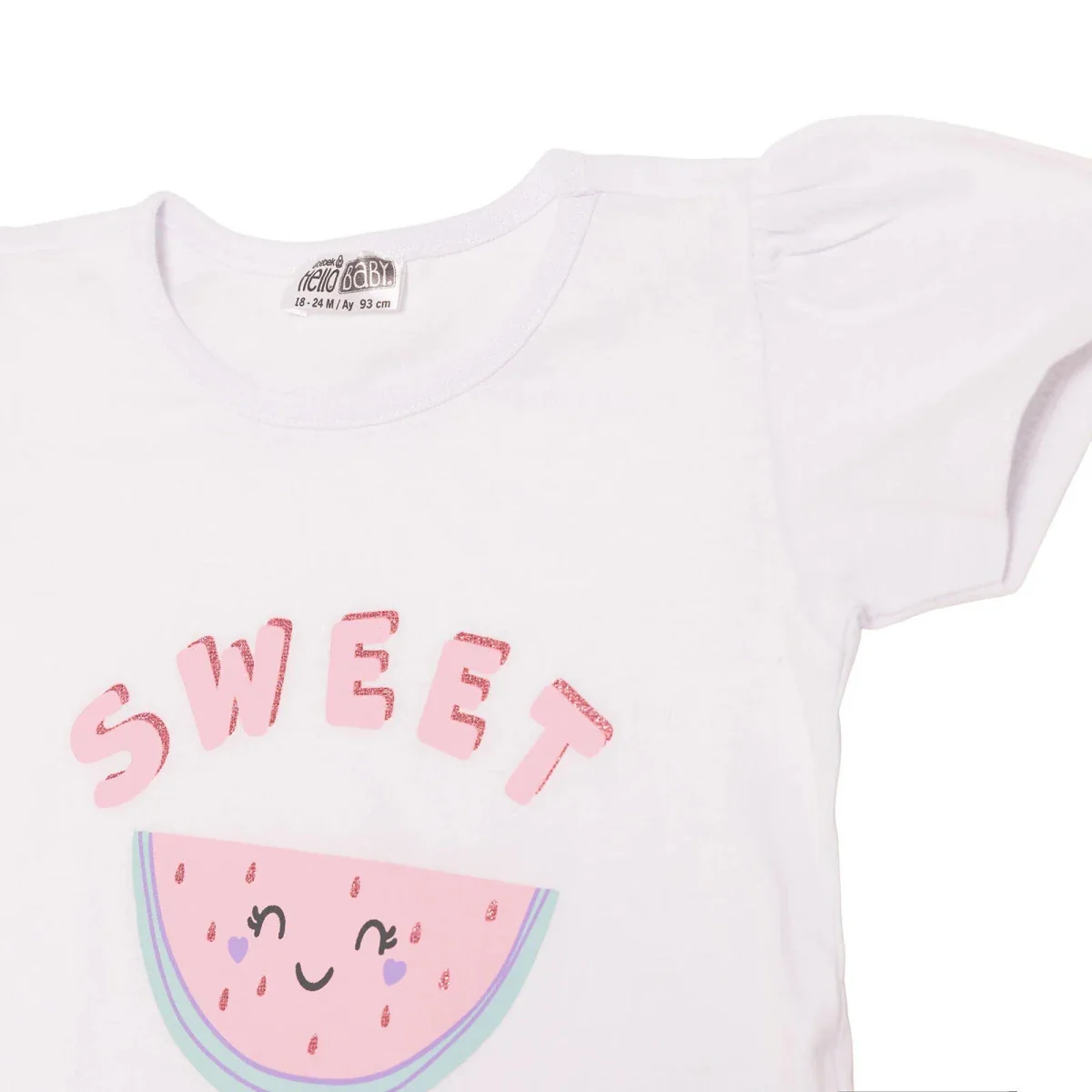 HelloBaby Girls T-shirt & Shorts Set Fruit Print Single Jersey - Ecru - Image 8