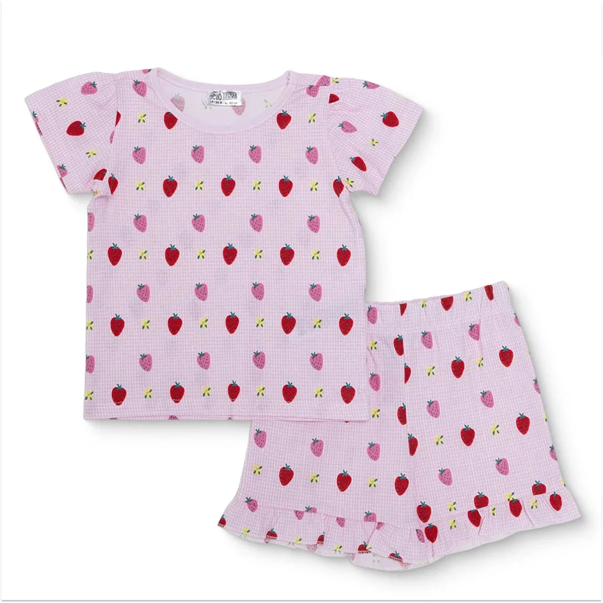 HelloBaby Girls T-shirt & Shorts Set Print - Pink Printed