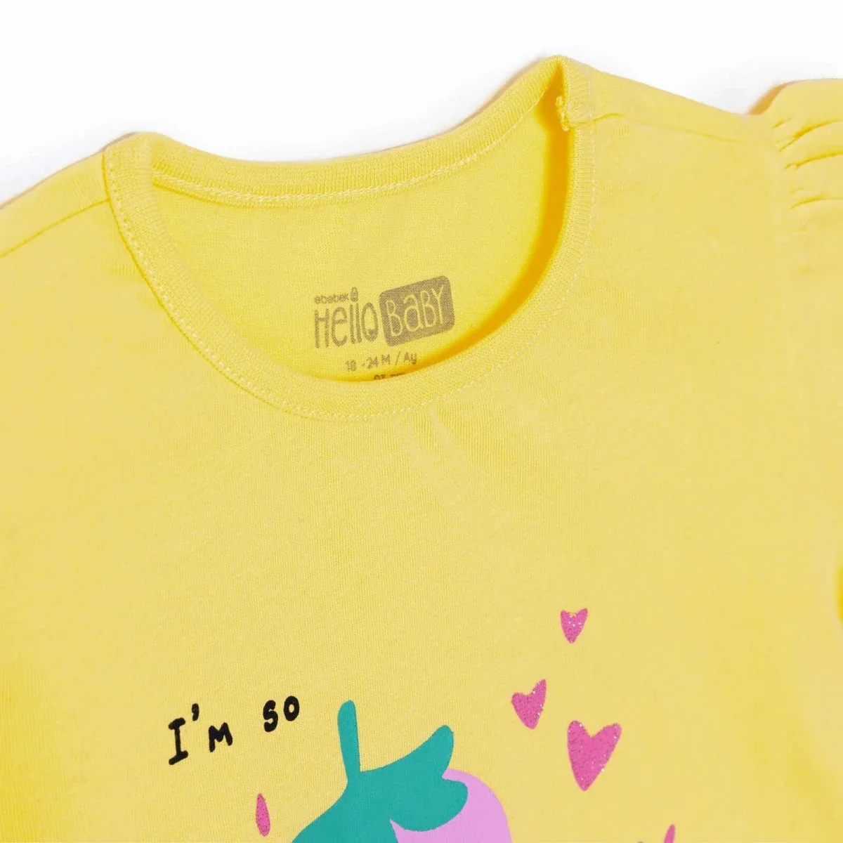 HelloBaby Girls T-shirt Strawberry Print Crew Neck Short Sleeve - Yellow - Image 3