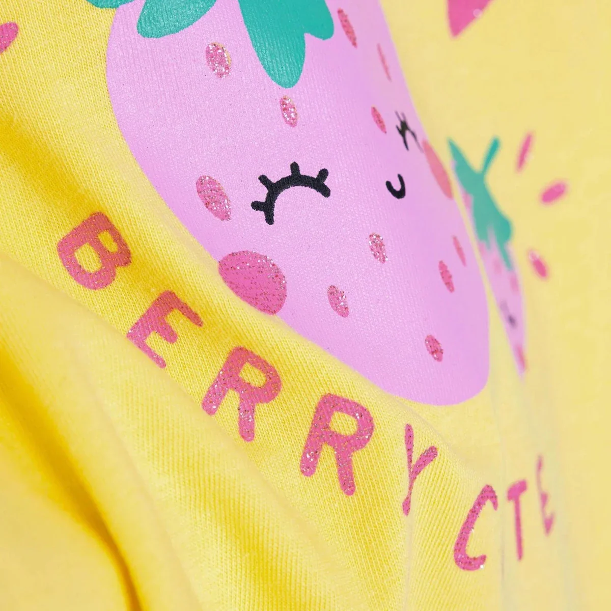 HelloBaby Girls T-shirt Strawberry Print Crew Neck Short Sleeve - Yellow - Image 6