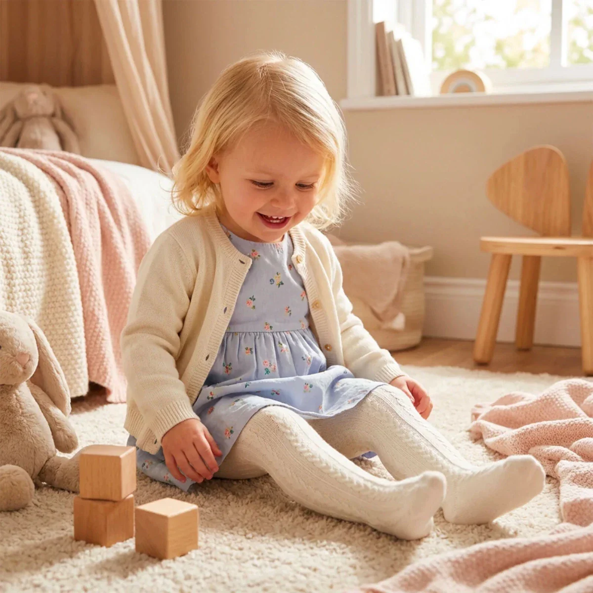 HelloBaby Girls Tights - Ecru - Image 3